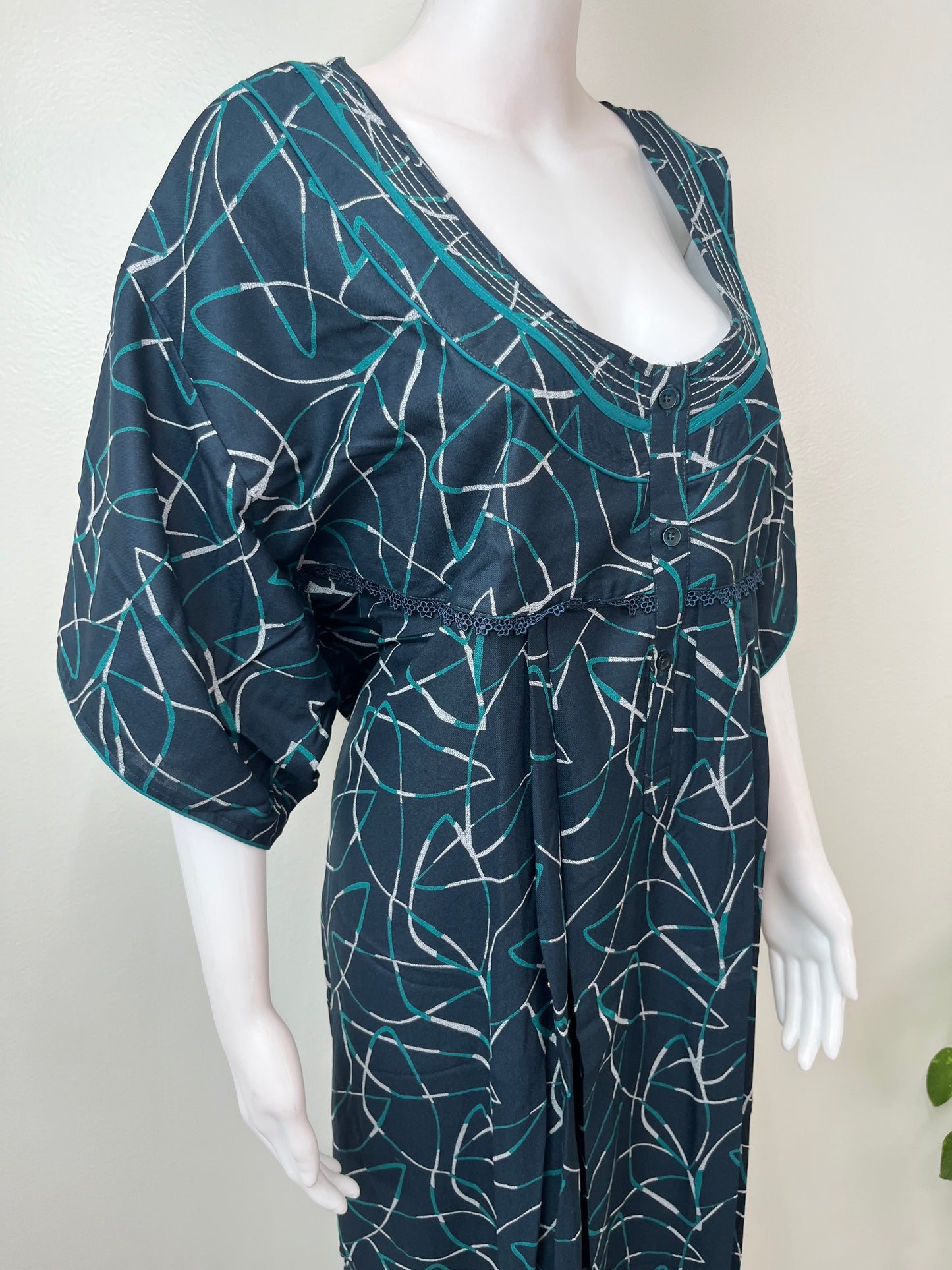 Teal Digital Print Alpine Fabric Nightgown