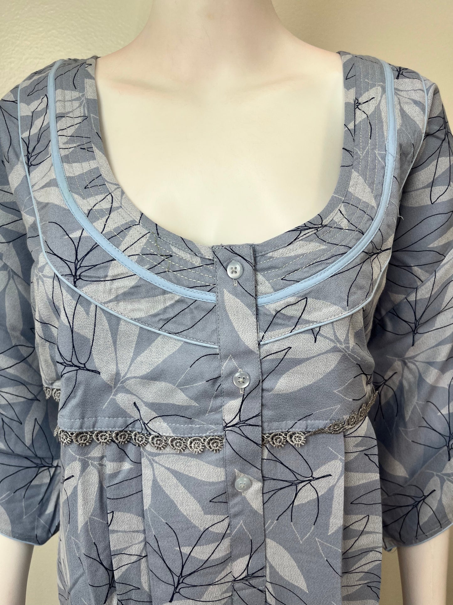 Sky Blue Pleated Style Alpine Fabric Nighty