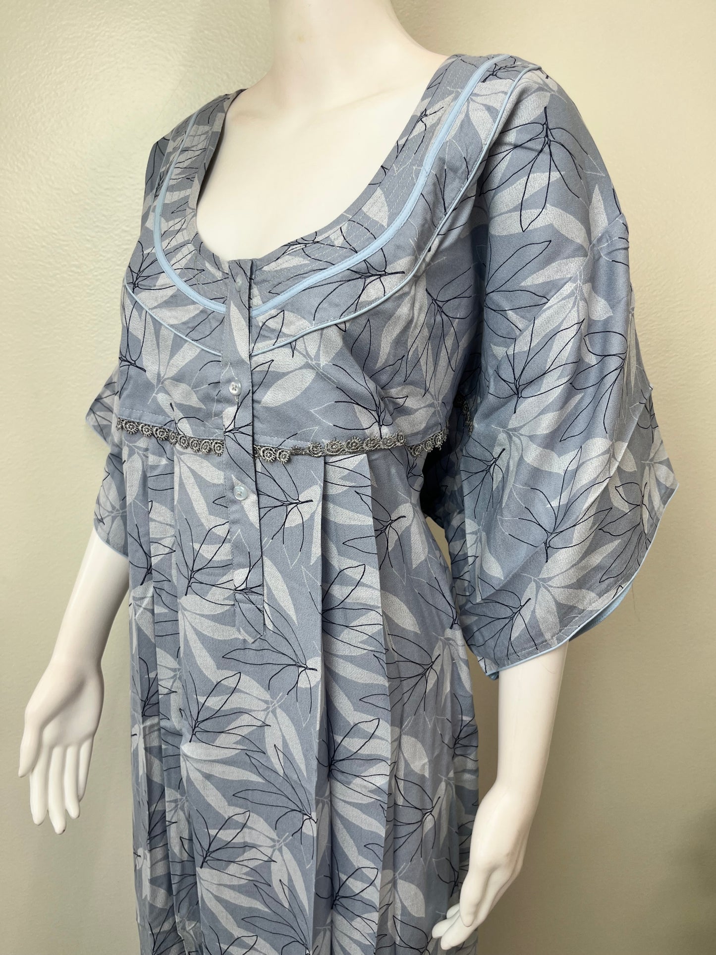 Sky Blue Pleated Style Alpine Fabric Nighty
