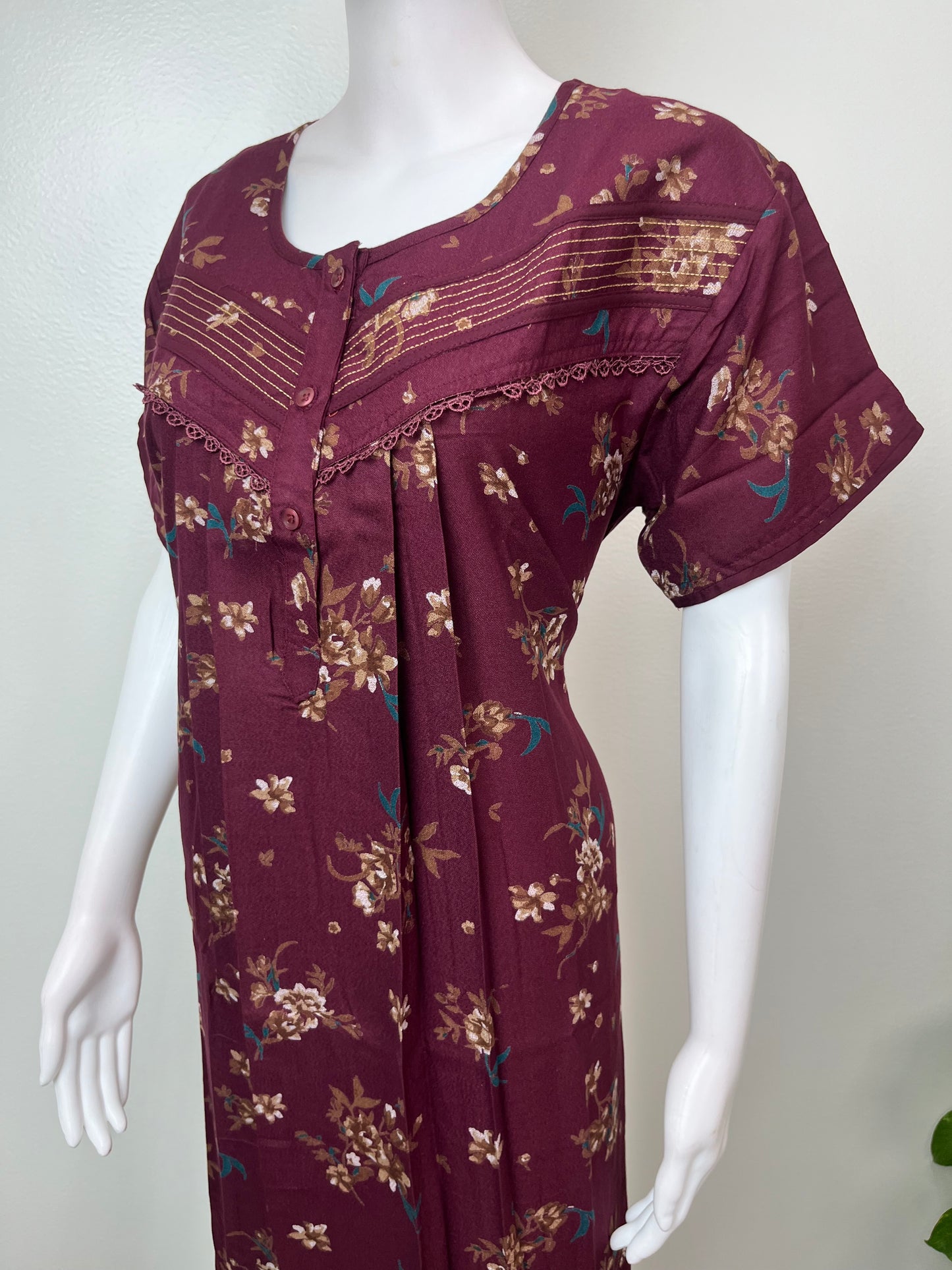 Maroon Soft & Breathable Alpine Fabric Nightgown
