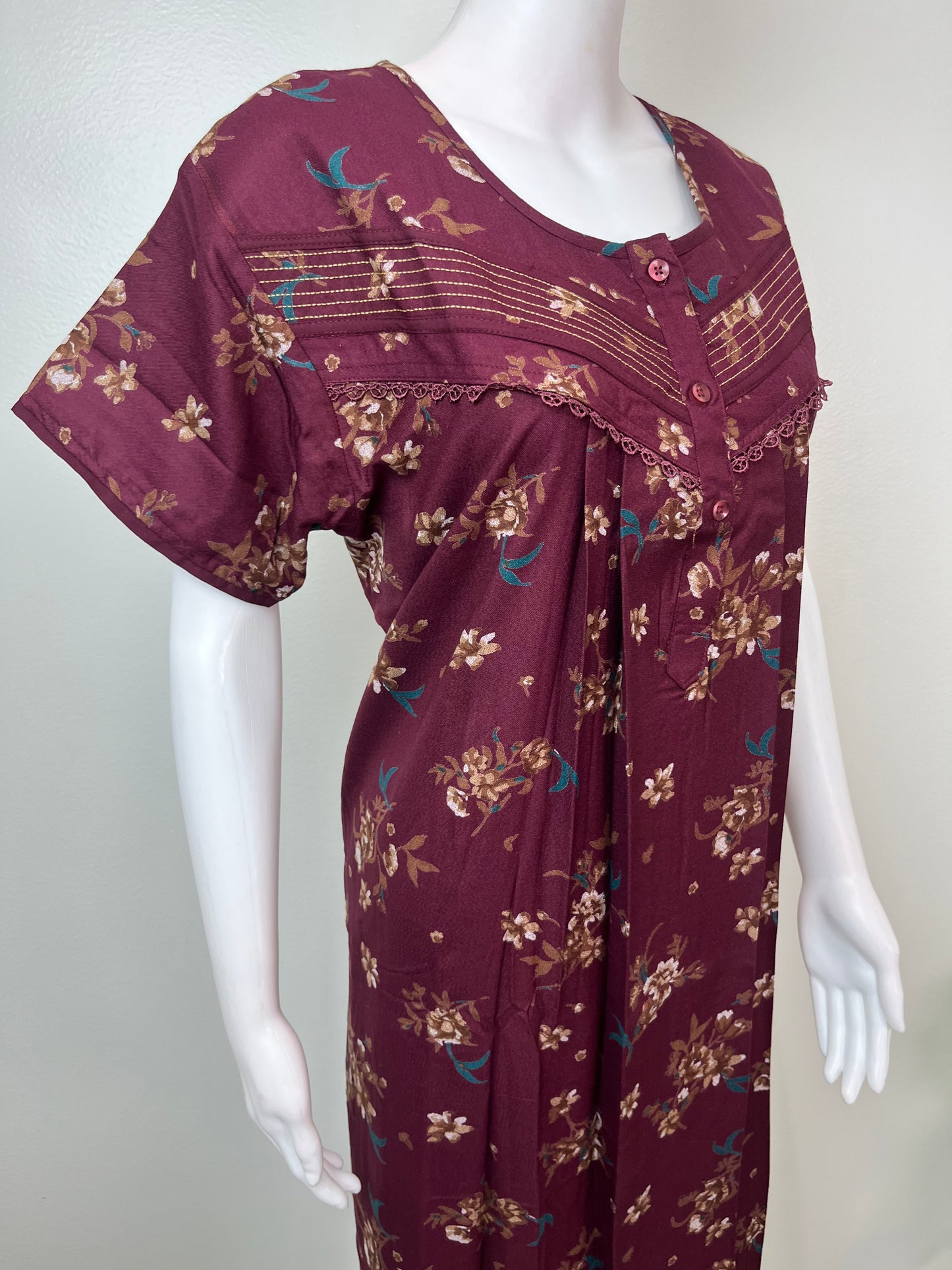 Maroon Soft & Breathable Alpine Fabric Nightgown