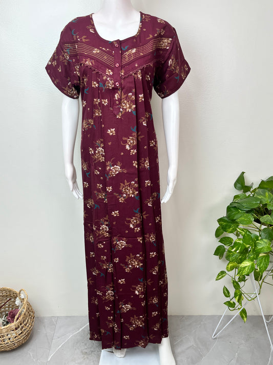 Maroon Soft & Breathable Alpine Fabric Nightgown