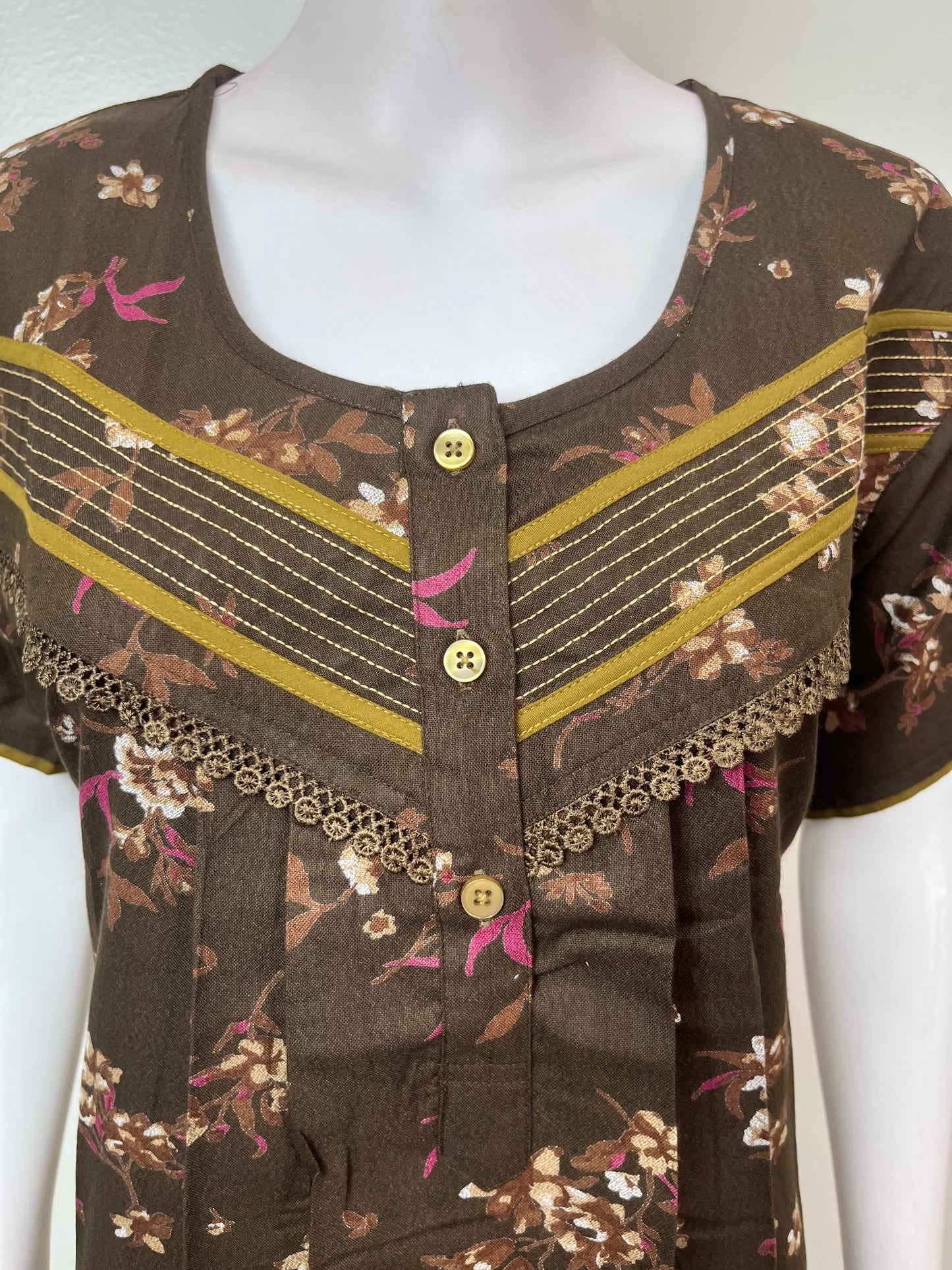 Floral Printed Alpine Fabric Nighty for Women
