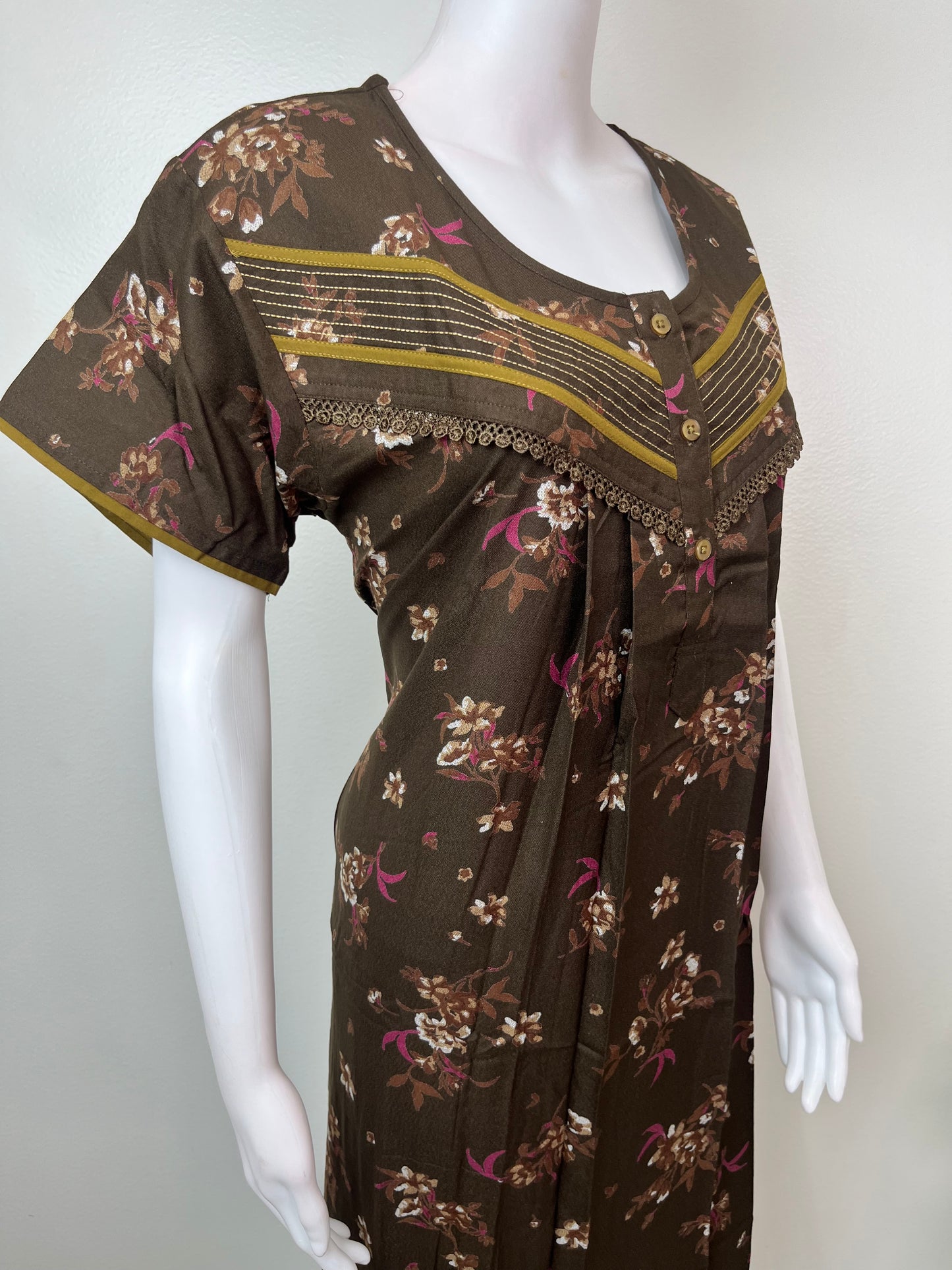 Floral Printed Alpine Fabric Nighty for Women