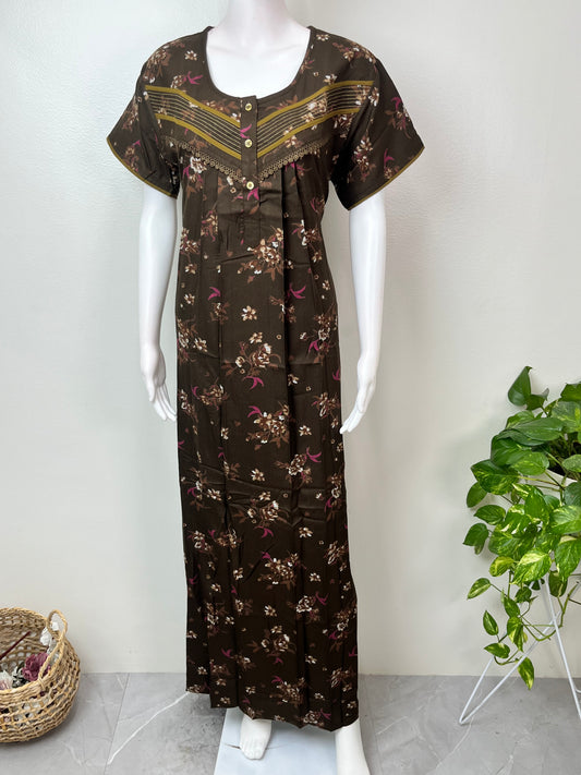 Floral Printed Alpine Fabric Nighty for Women