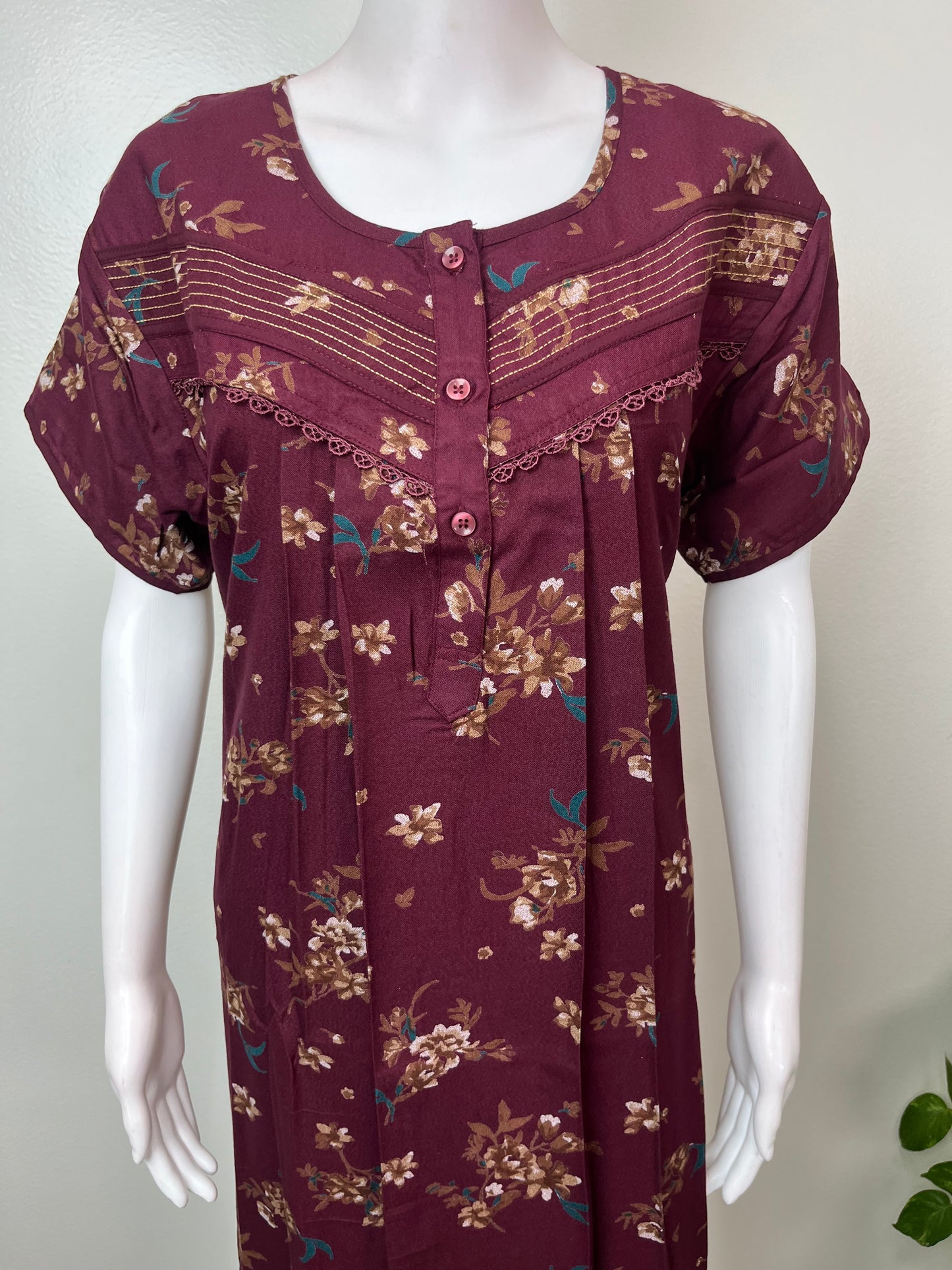 Maroon Soft & Breathable Alpine Fabric Nightgown