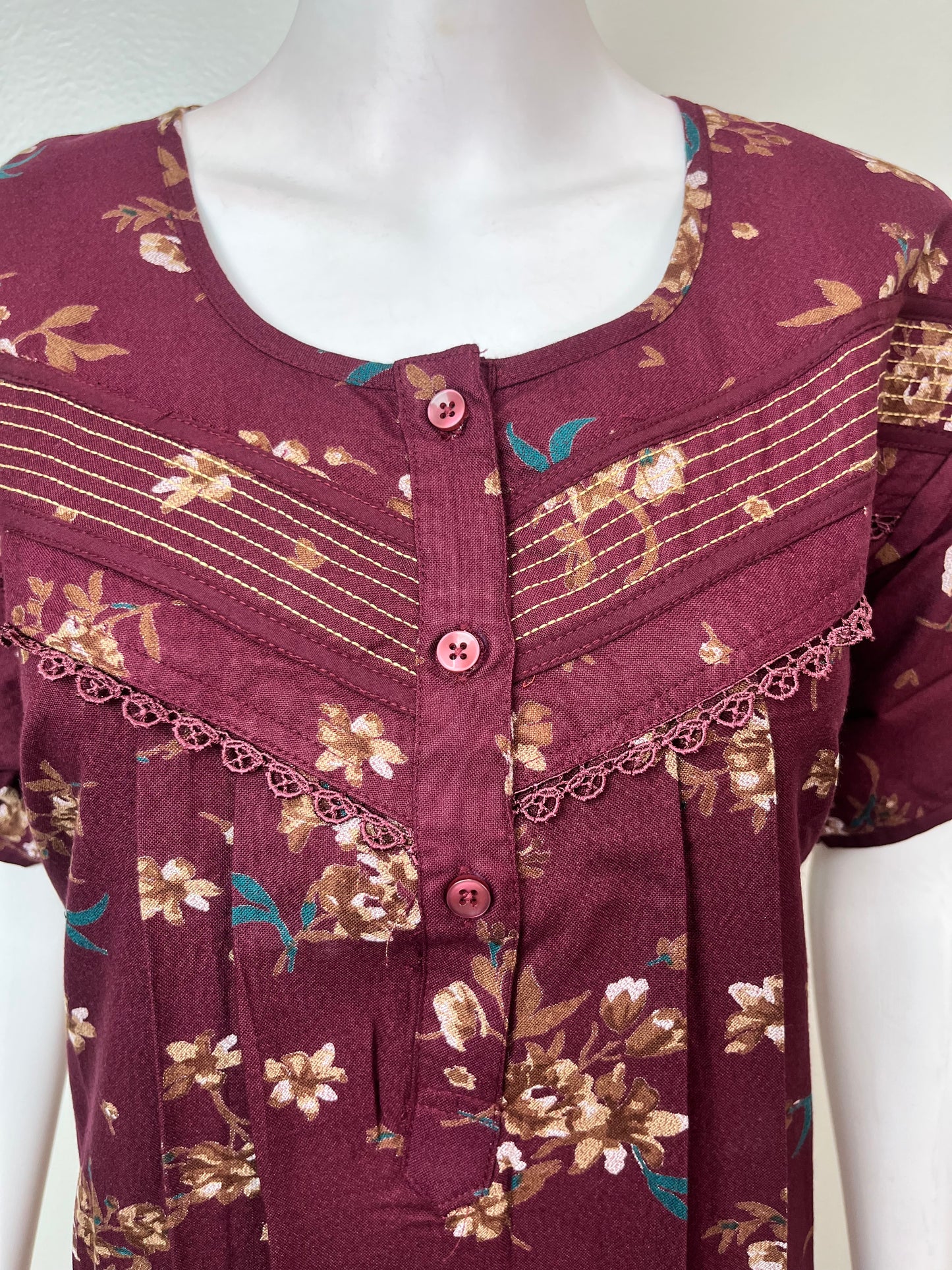 Maroon Soft & Breathable Alpine Fabric Nightgown
