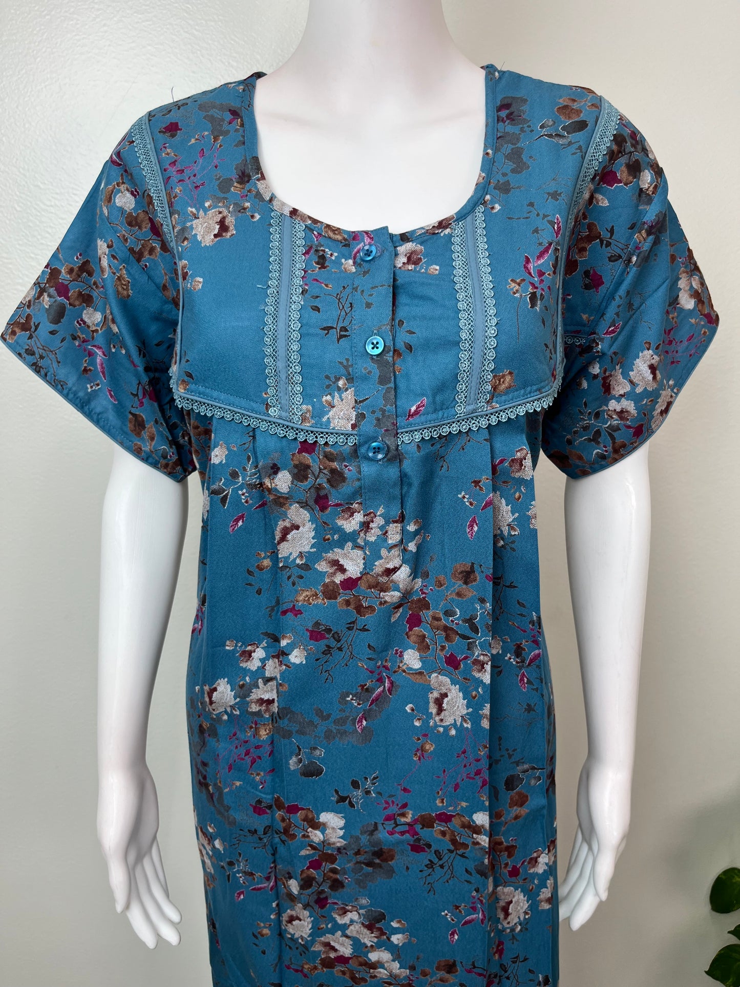 Blue Alpine Fabric Nightgown Elegant & Long-Lastin