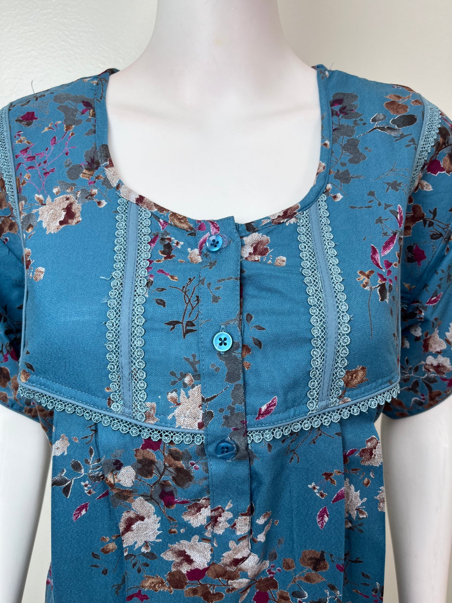 Blue Alpine Fabric Nightgown Elegant & Long-Lastin