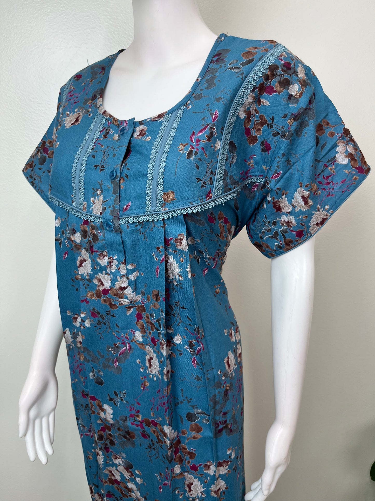 Blue Alpine Fabric Nightgown Elegant & Long-Lastin