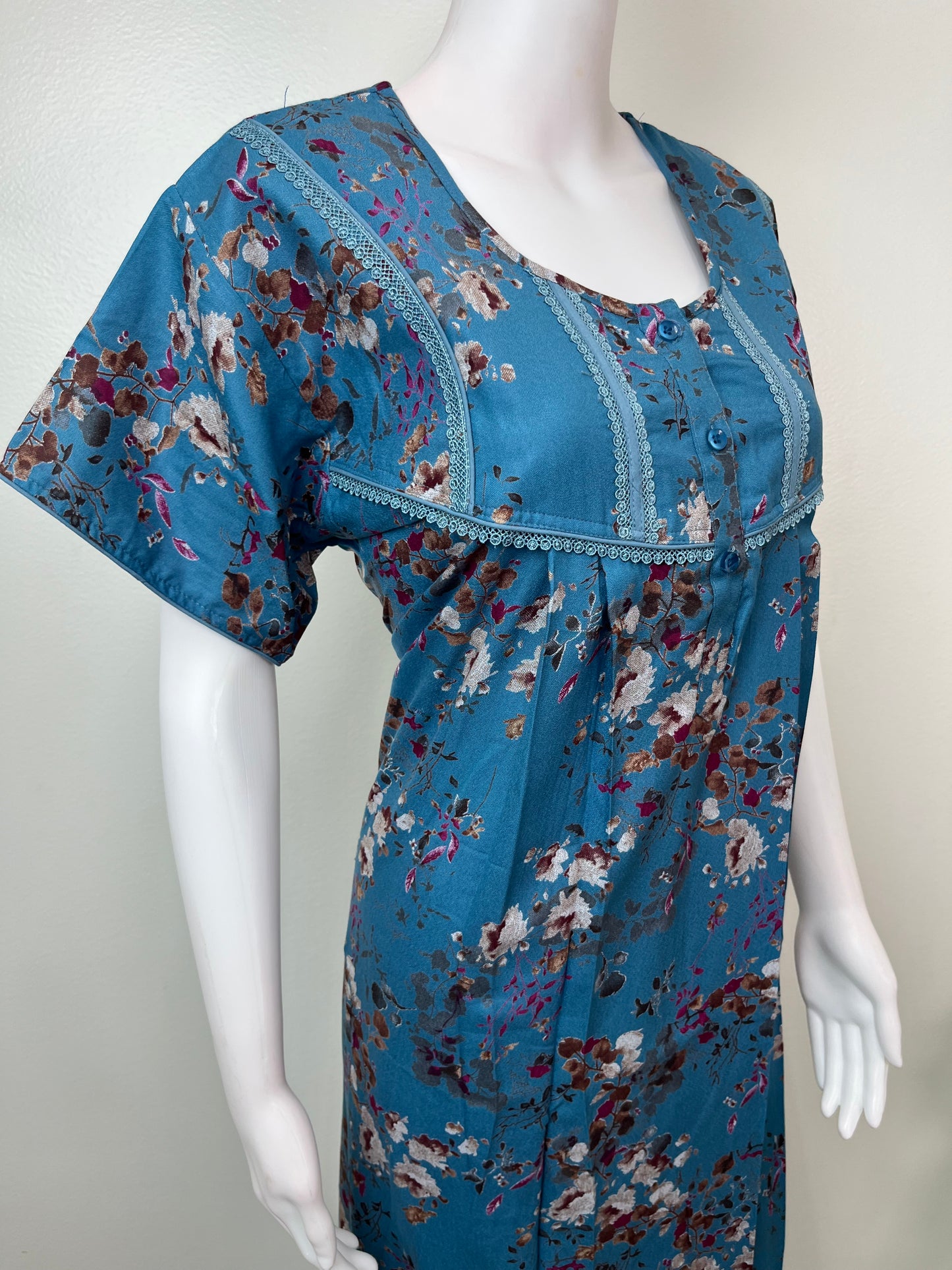 Blue Alpine Fabric Nightgown Elegant & Long-Lastin