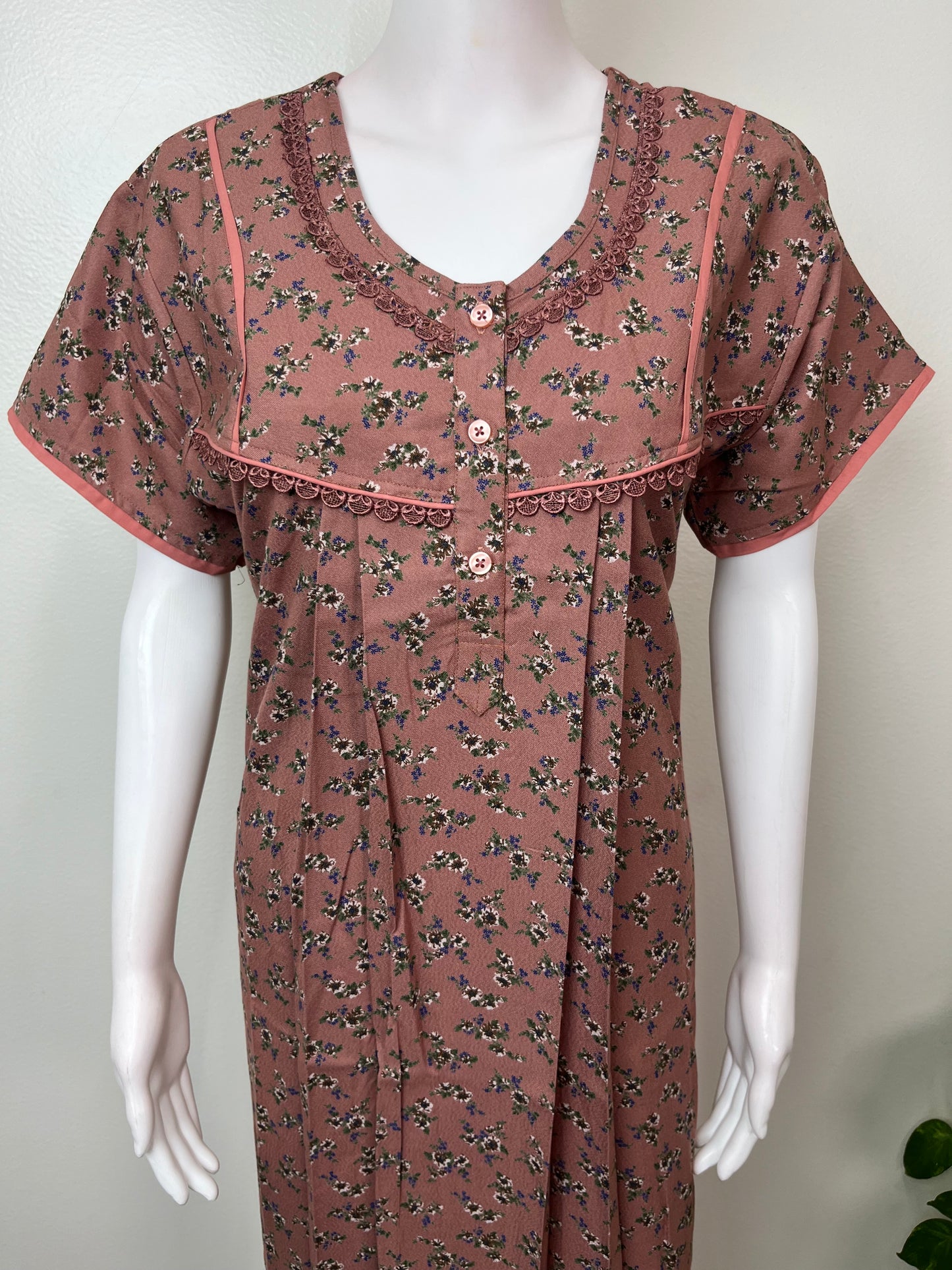 Brown Alpine Fabric Nightgown Elegant & Long-Lasting