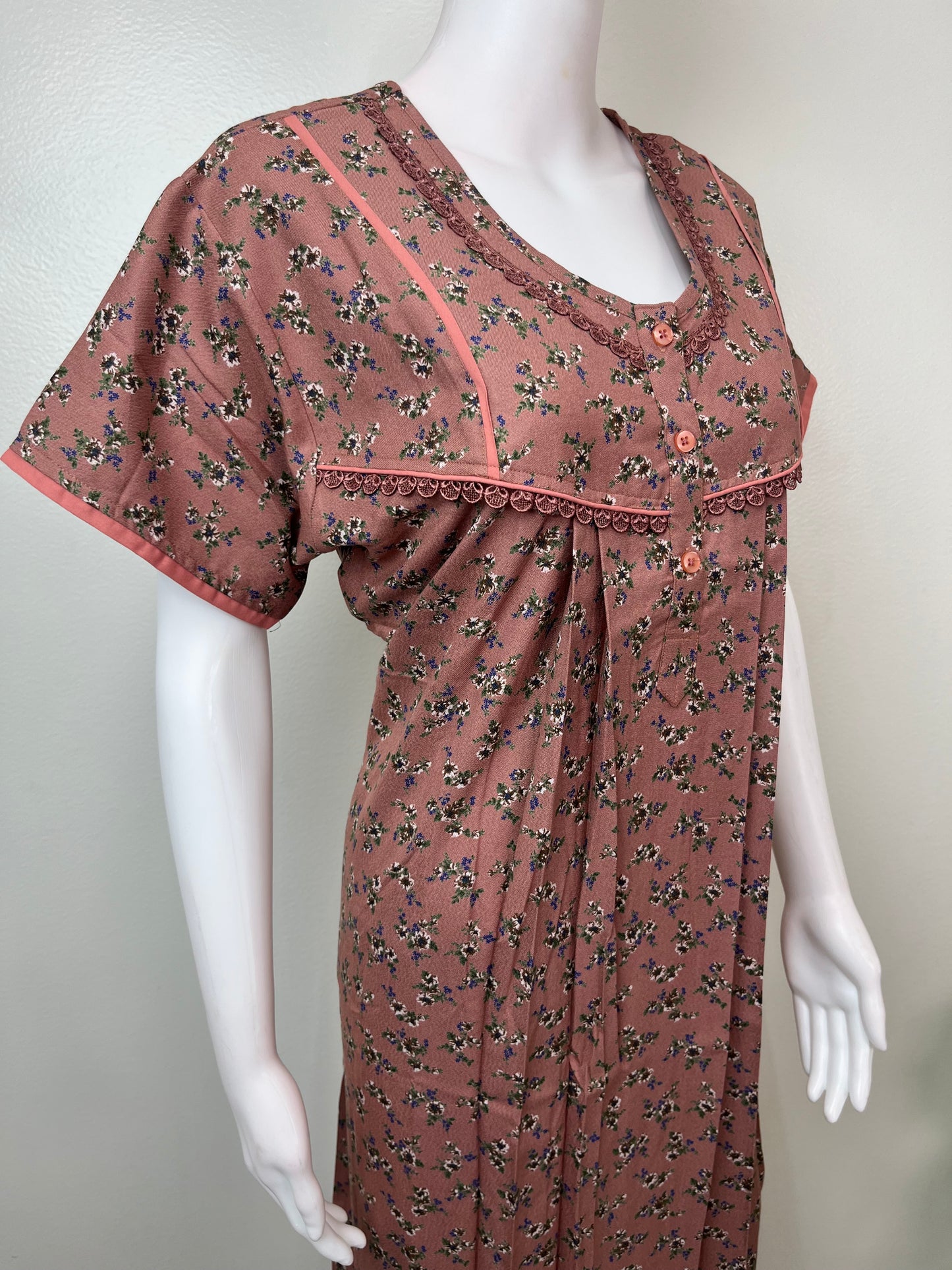 Brown Alpine Fabric Nightgown Elegant & Long-Lasting
