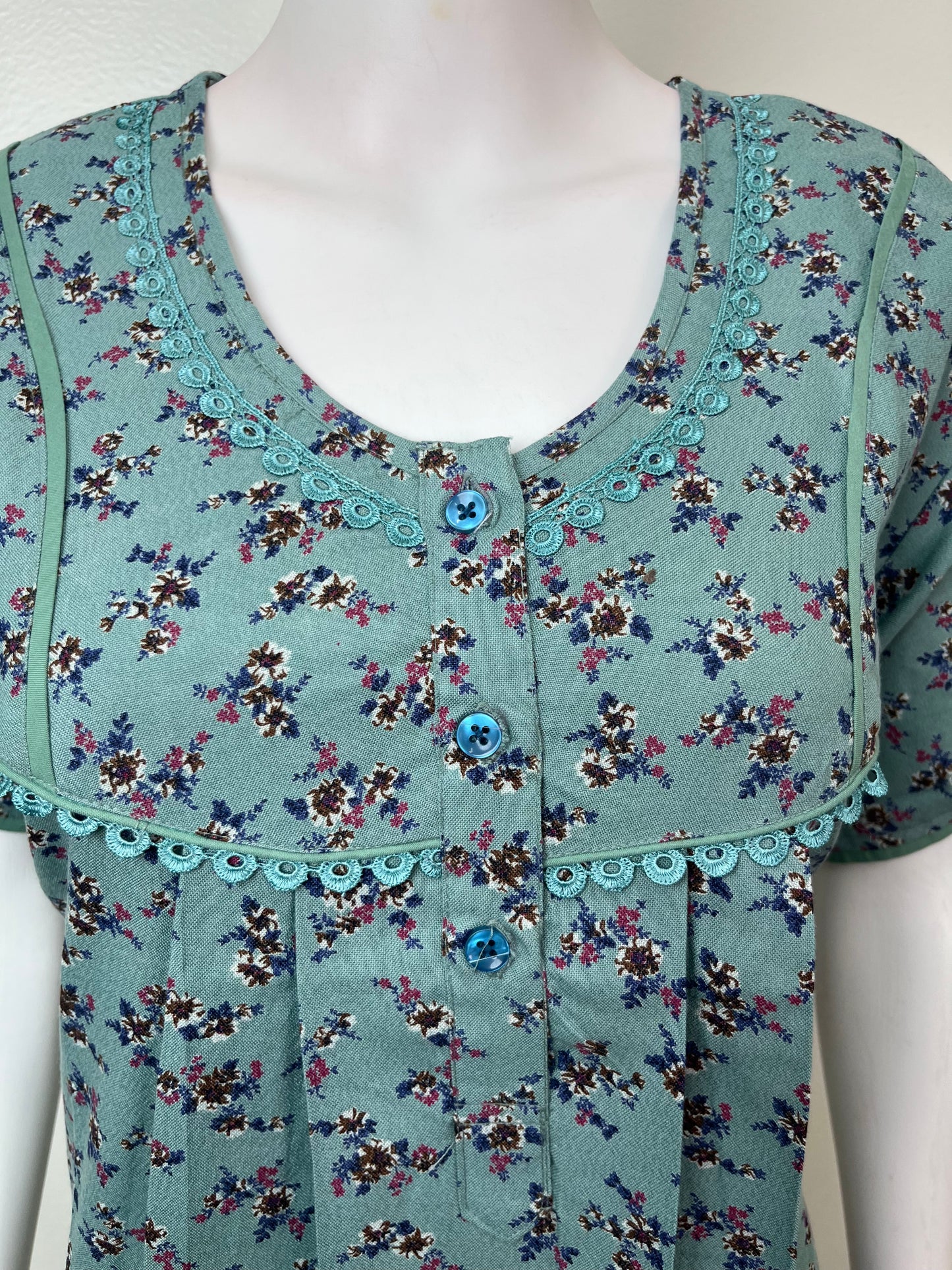 Teal Printed Alpine Fabric Nighty for Women
