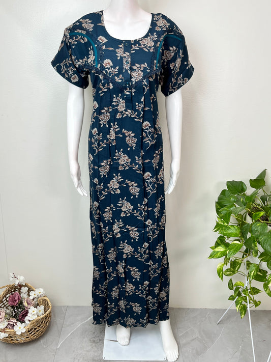 Navy Blue Alpine Fabric Nighty for Women