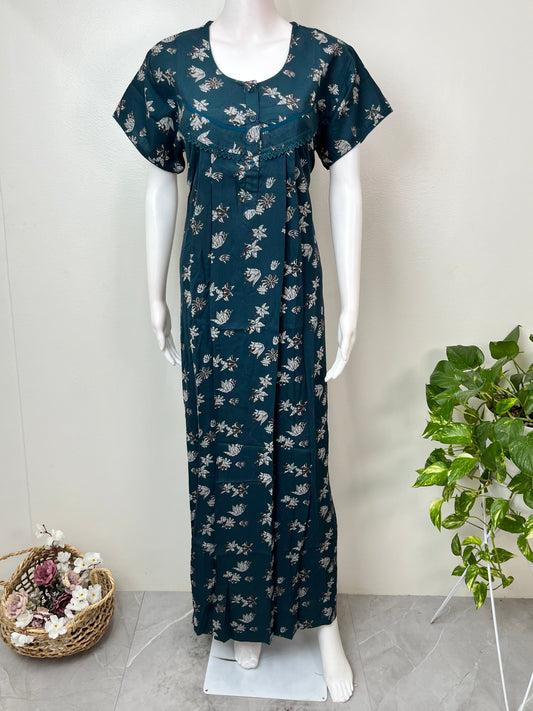 Teal Green Alpine Fabric Women's Nighty