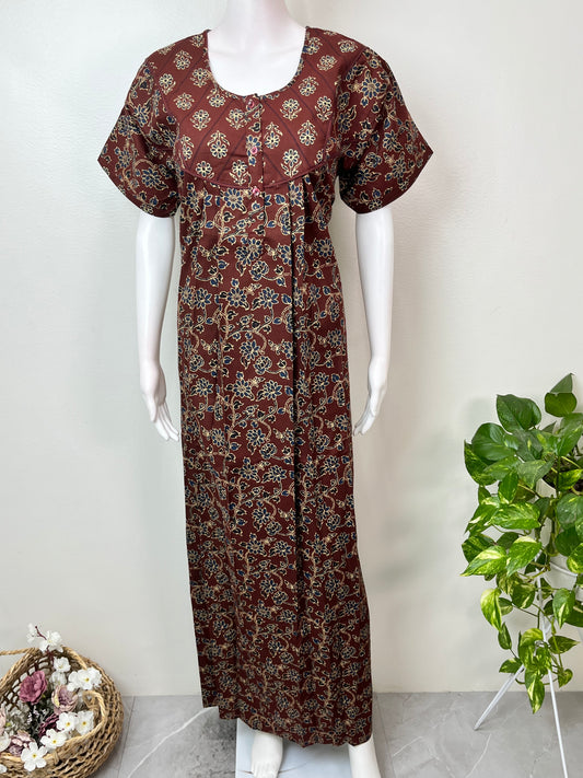 Brown 100% Cotton Nightgown for Women