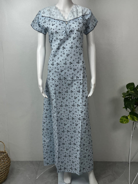 Sky Blue Boutique Cotton Nighty Comfortable & Elegant