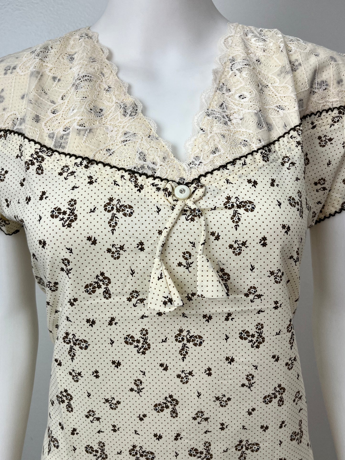 Cream Laced 100% Pure Cotton Nighty for Women
