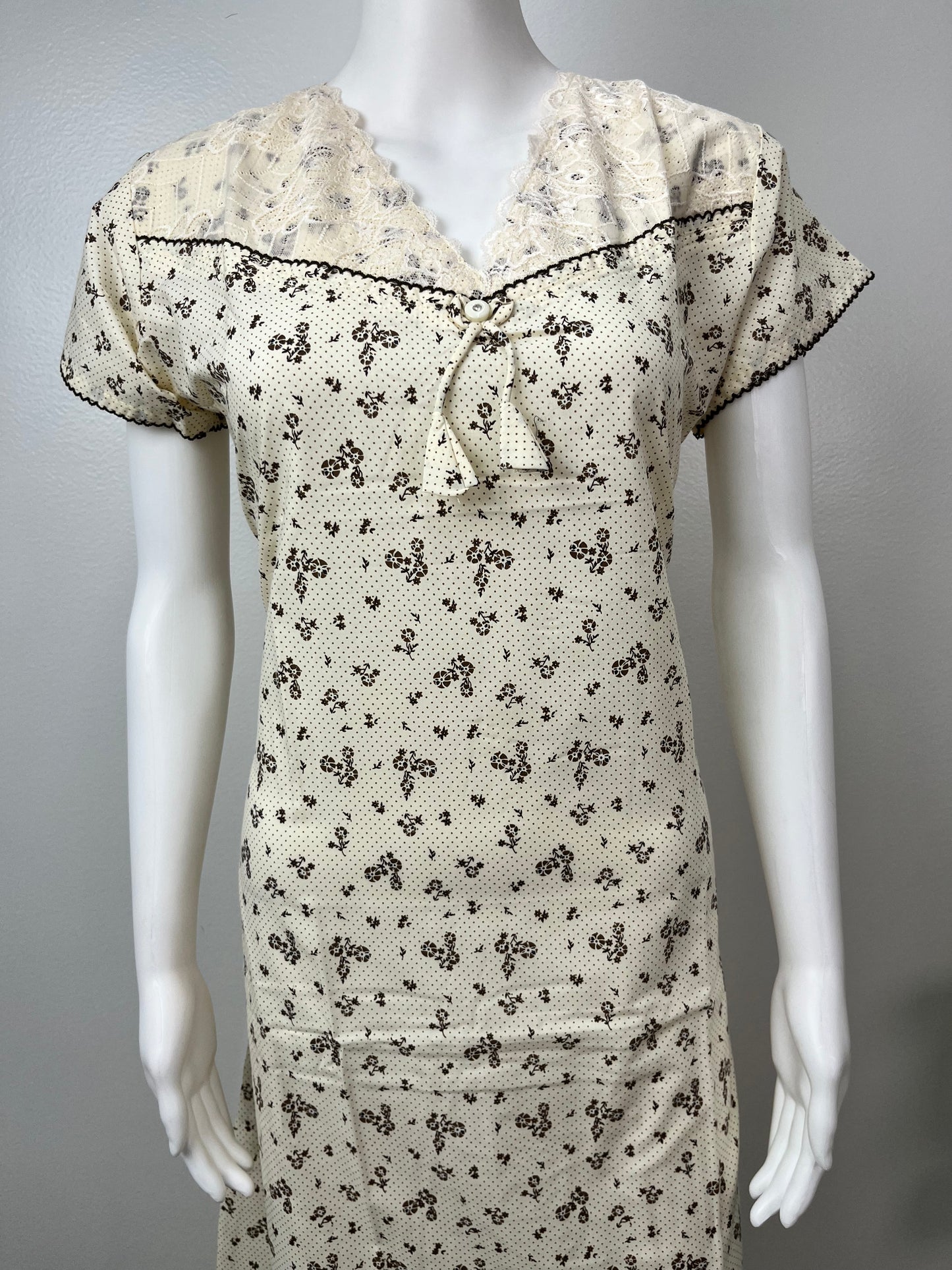 Cream Laced 100% Pure Cotton Nighty for Women