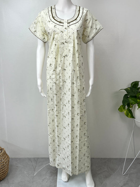 Creamy White Polyester Cotton Nighty Soft & Comfortable