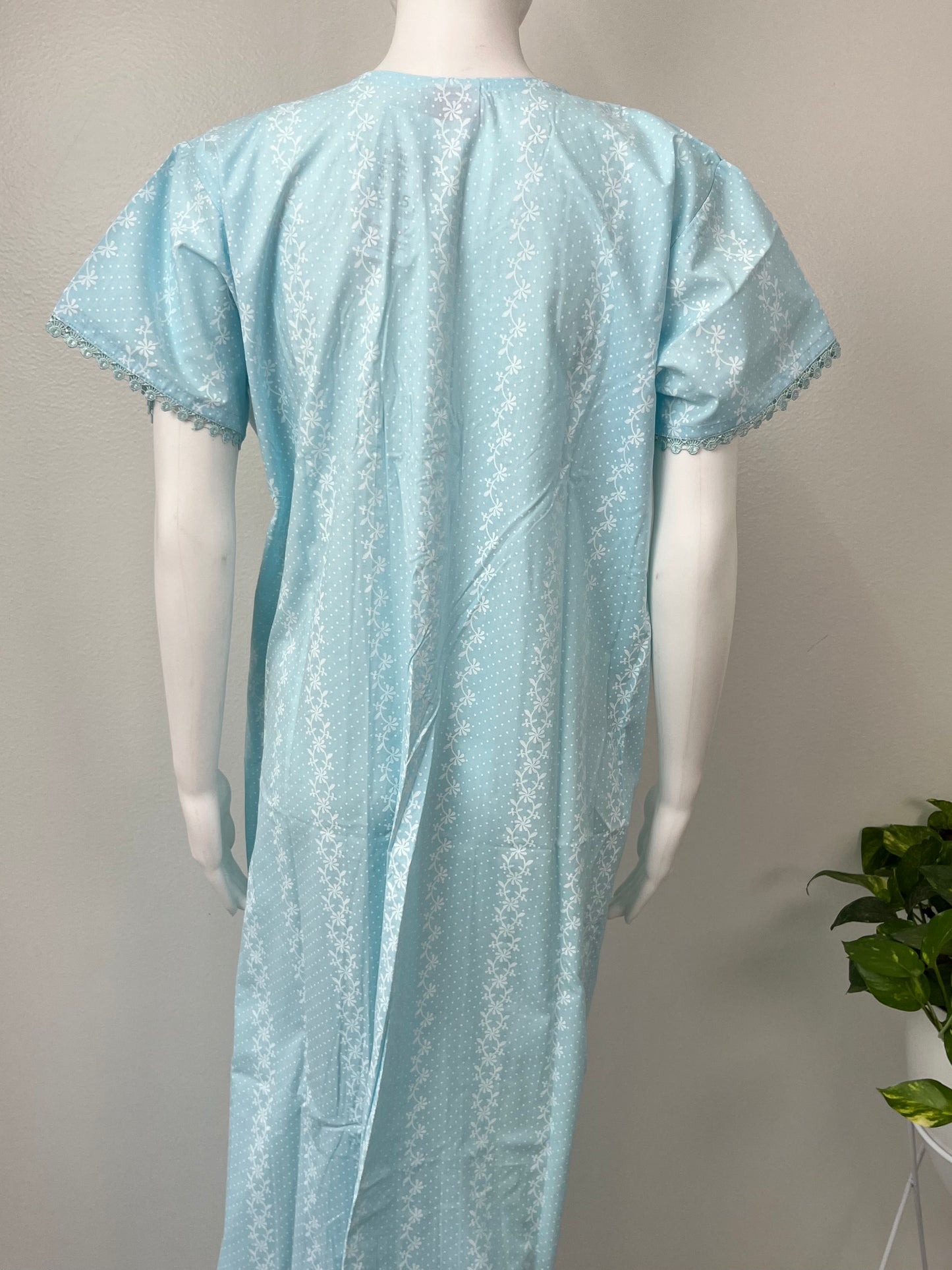 Sky Blue Polyester Cotton Nighty Soft & Comfortable