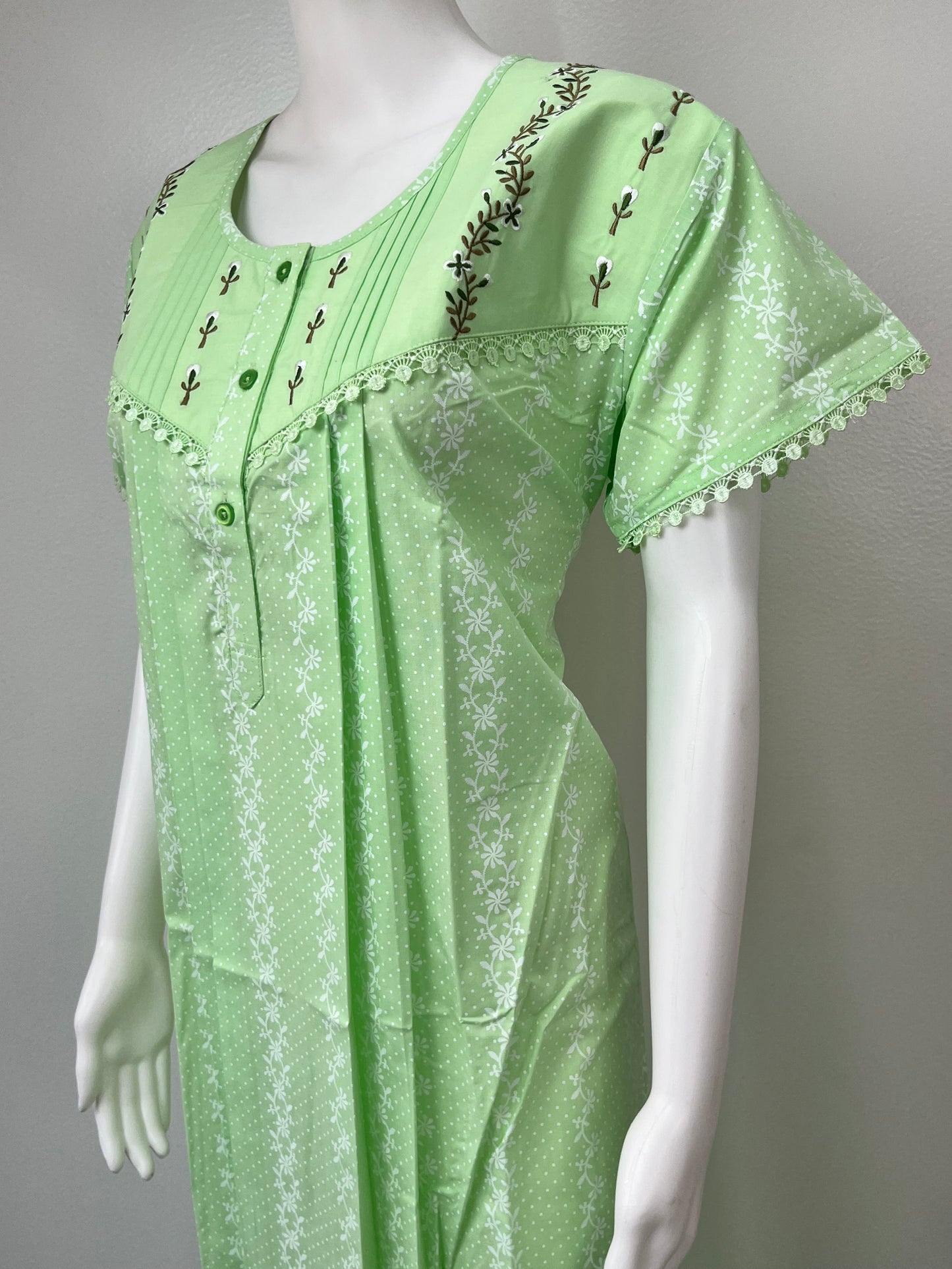 Lime Green Boutique Cotton Nighty Comfortable & Elegant