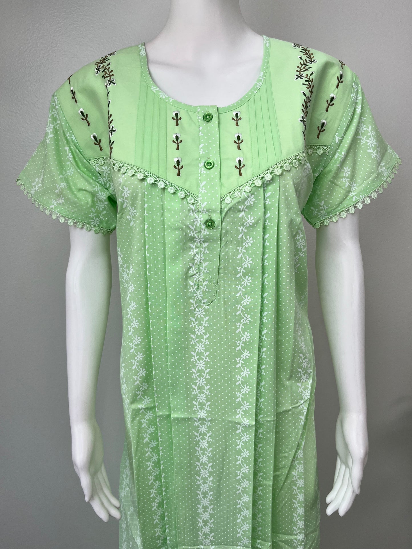 Lime Green Boutique Cotton Nighty Comfortable & Elegant