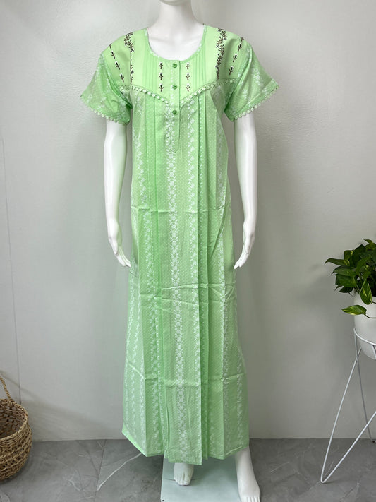Lime Green Boutique Cotton Nighty Comfortable & Elegant
