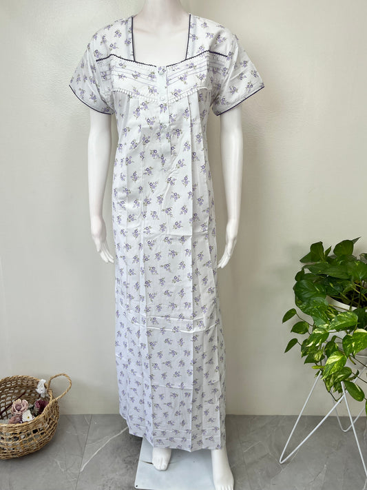 Lavender Polyester Cotton Nighty