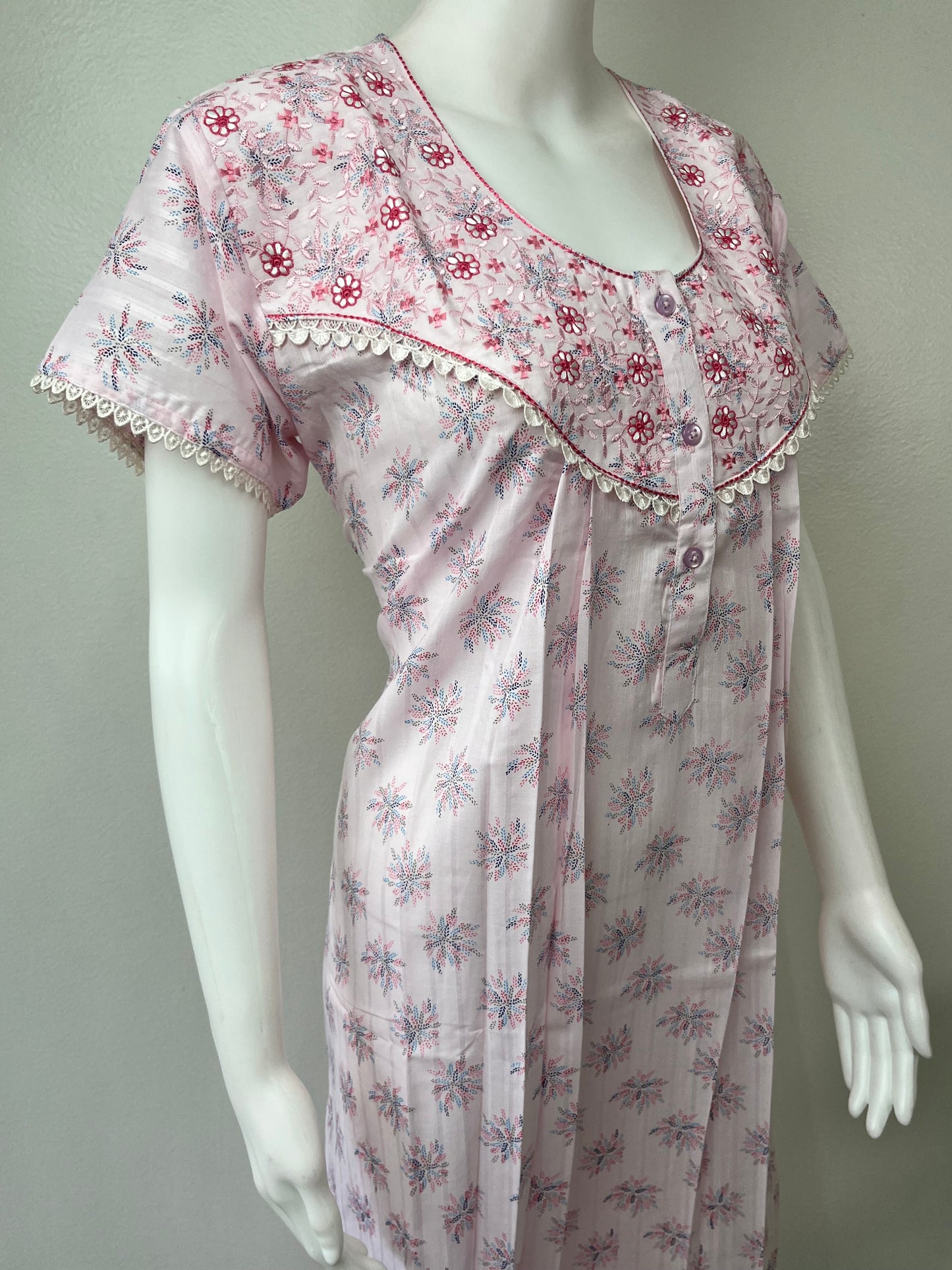 Pink Boutique Cotton Embroidered Nightgown