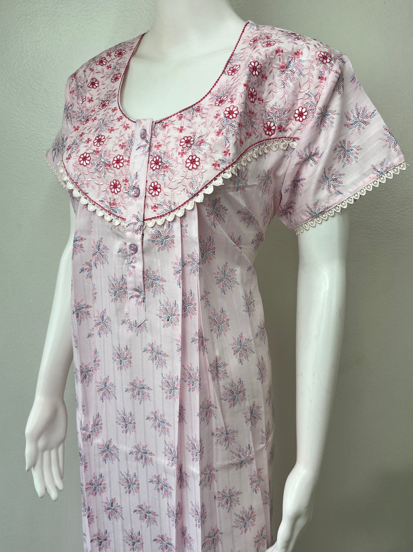 Pink Boutique Cotton Embroidered Nightgown