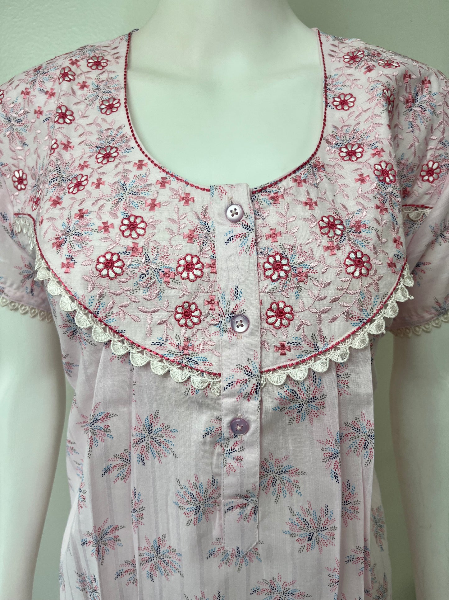 Pink Boutique Cotton Embroidered Nightgown