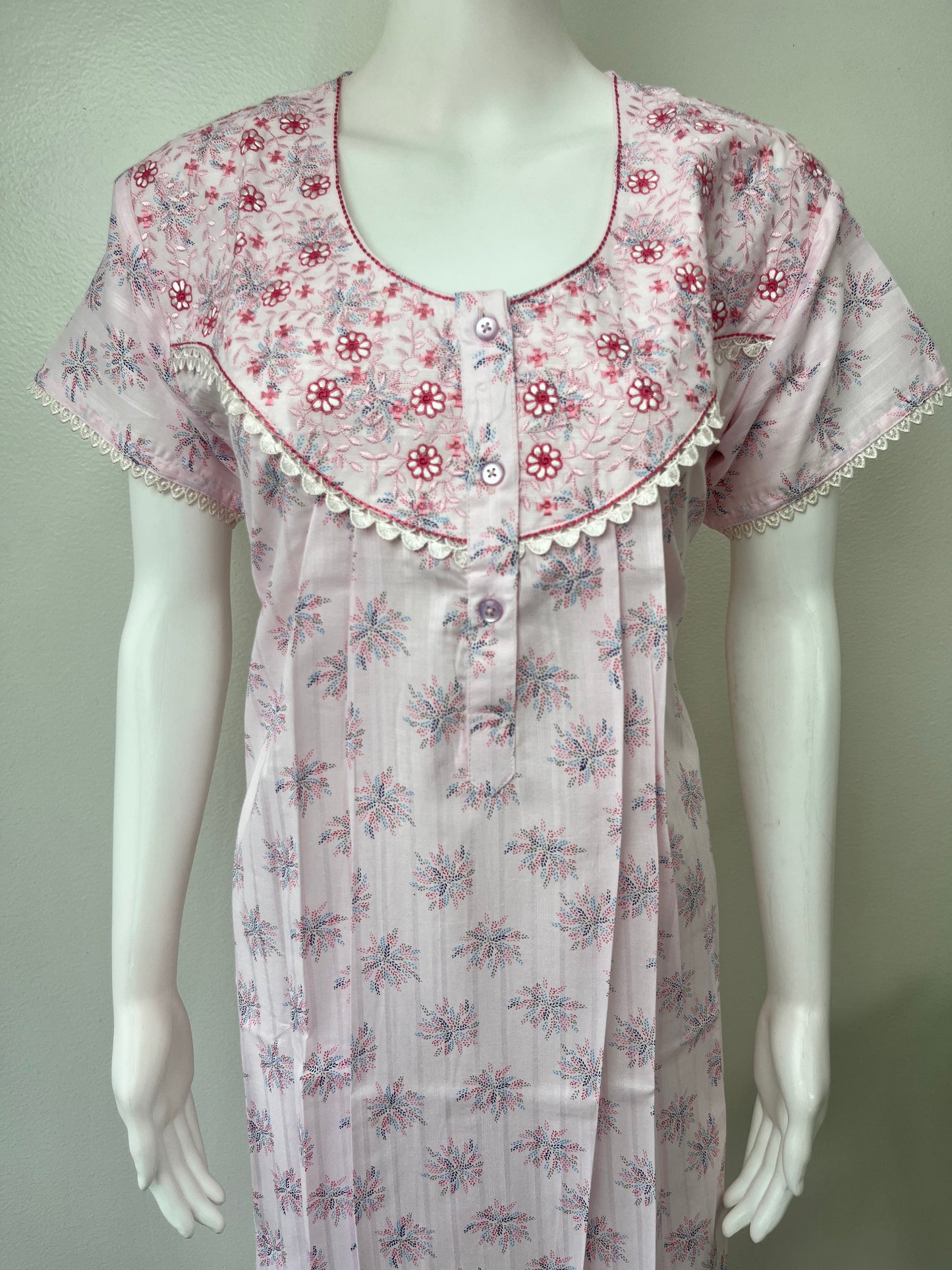 Pink Boutique Cotton Embroidered Nightgown