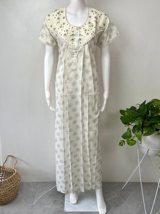 Lemon Yellow Boutique Cotton Elegant Nighty