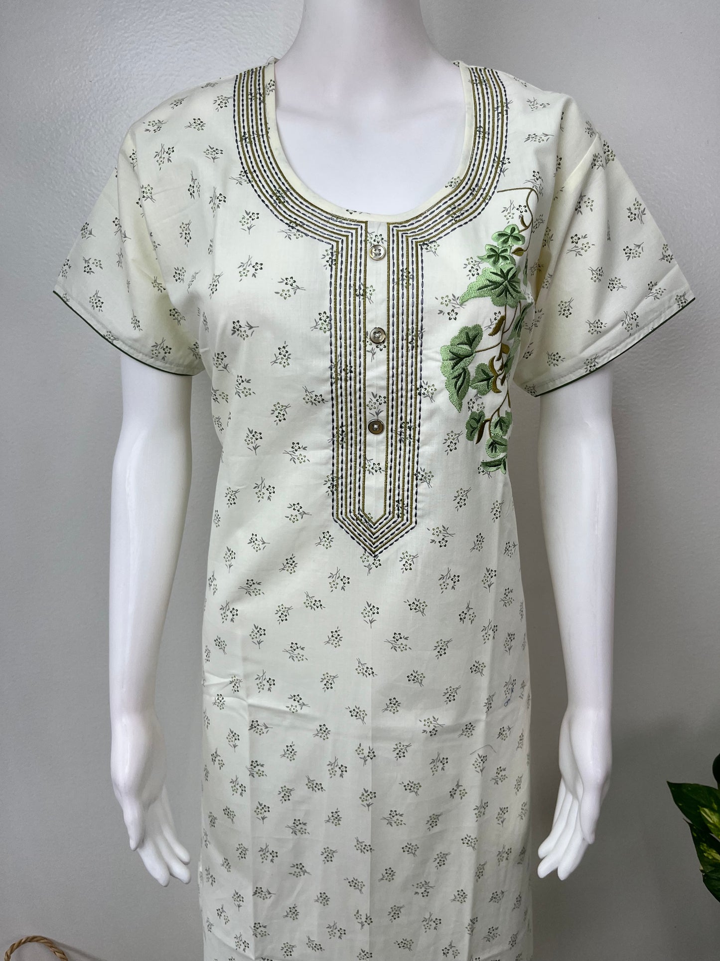 Yellow Polyester Cotton Nighty for Women