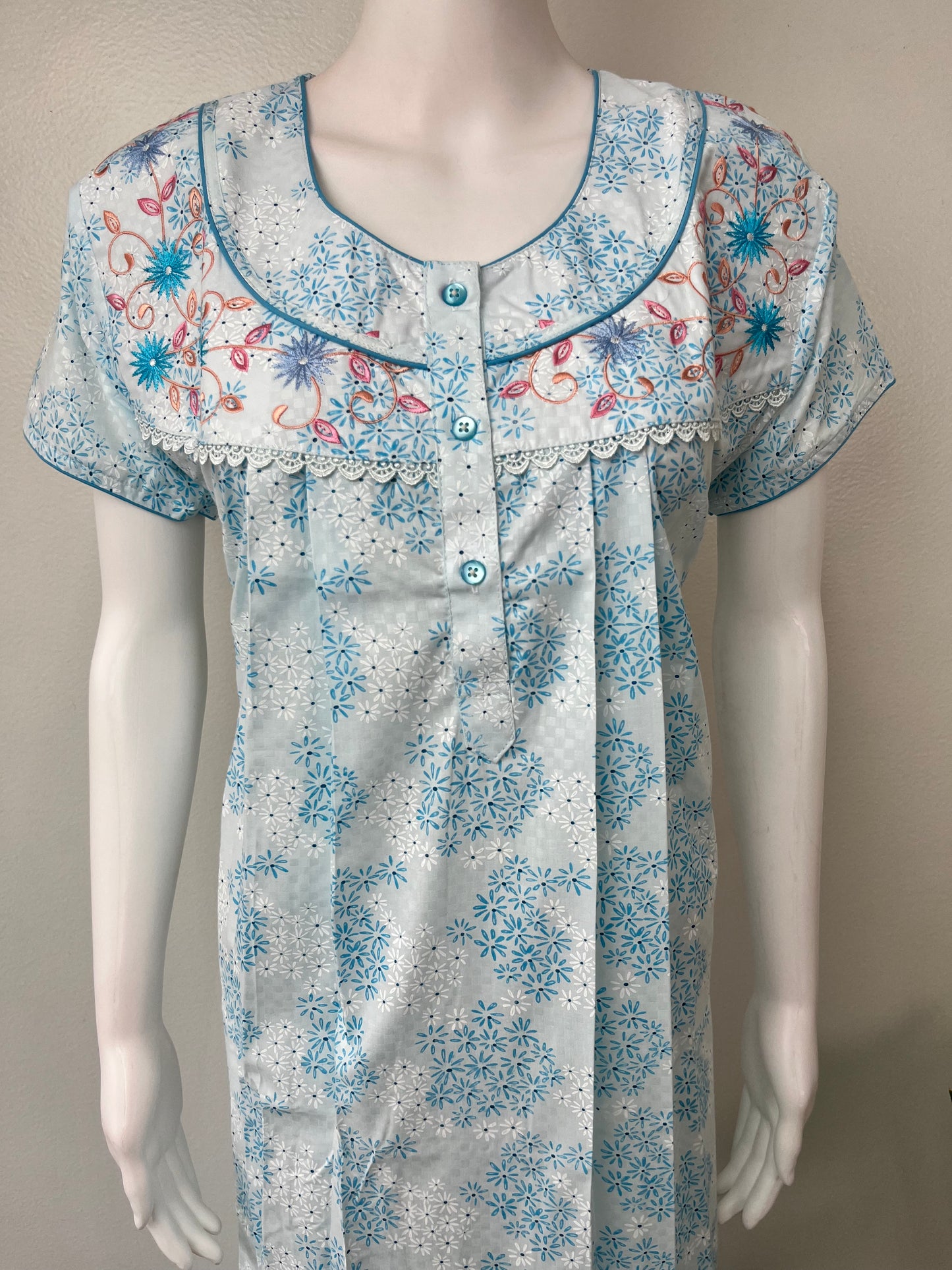 Sky Blue Boutique Cotton Nighty Elegant & Comfortable