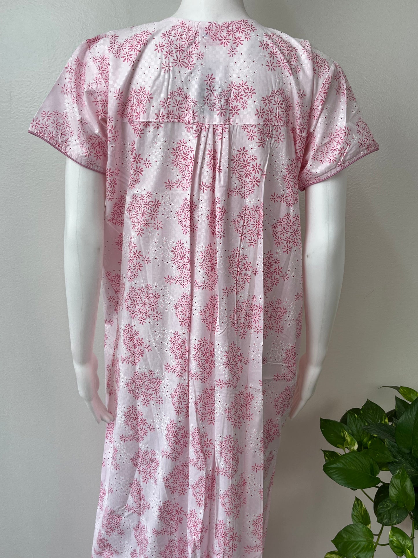 Baby Pink Boutique Cotton Nighty with Elegant Embroidery