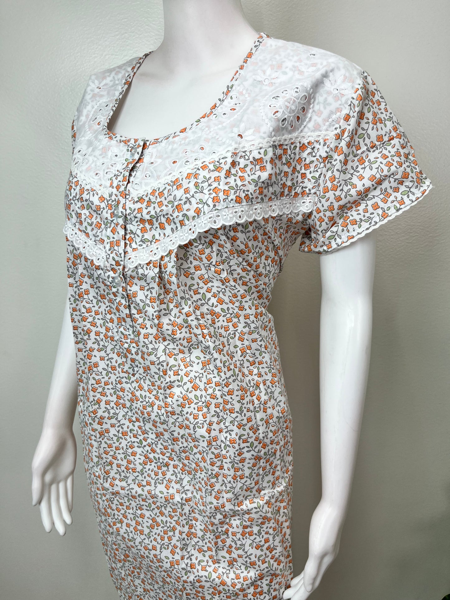 Orange Polyester Cotton Soft & Comfortable Nightgown
