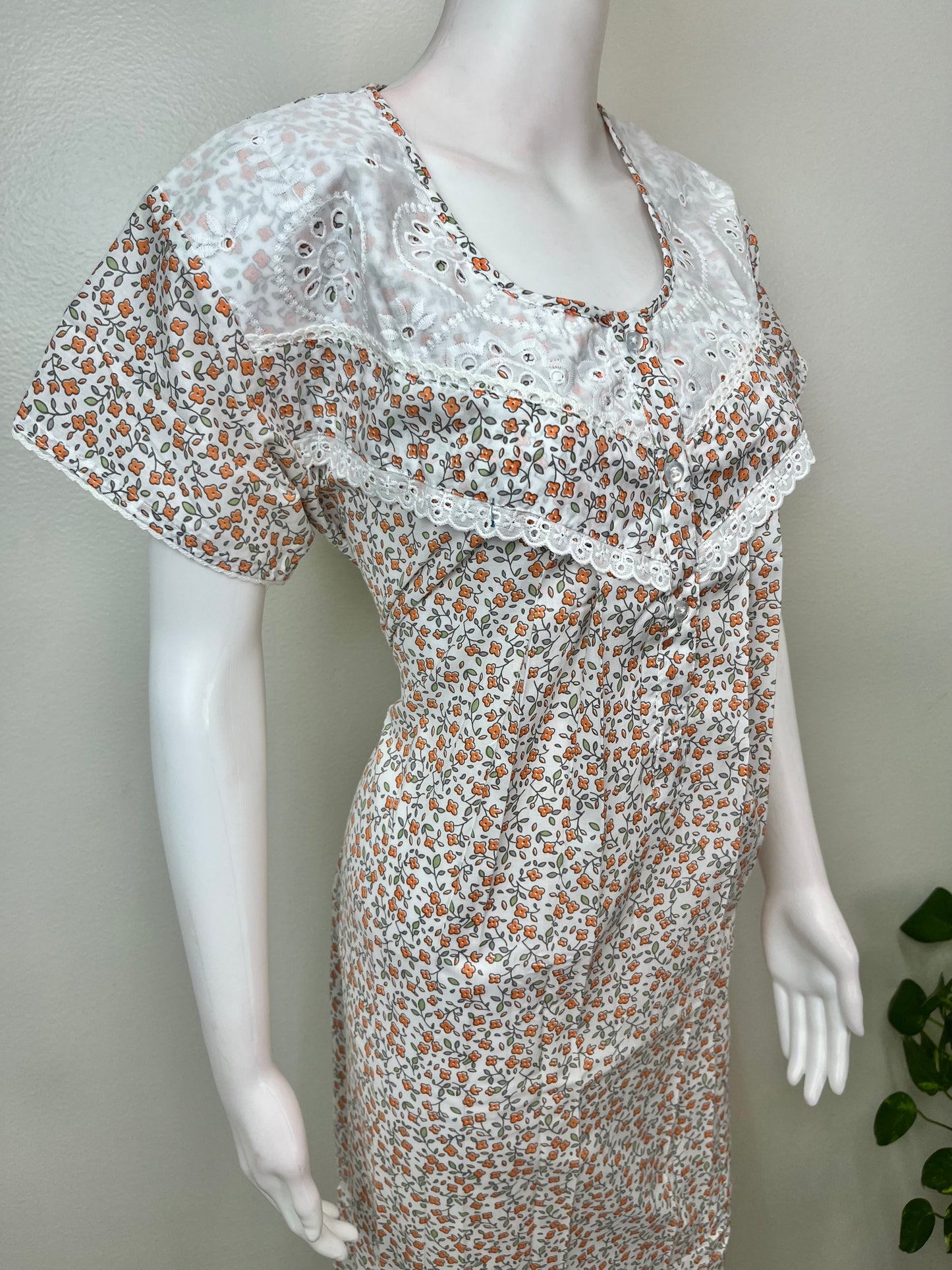 Orange Polyester Cotton Soft & Comfortable Nightgown