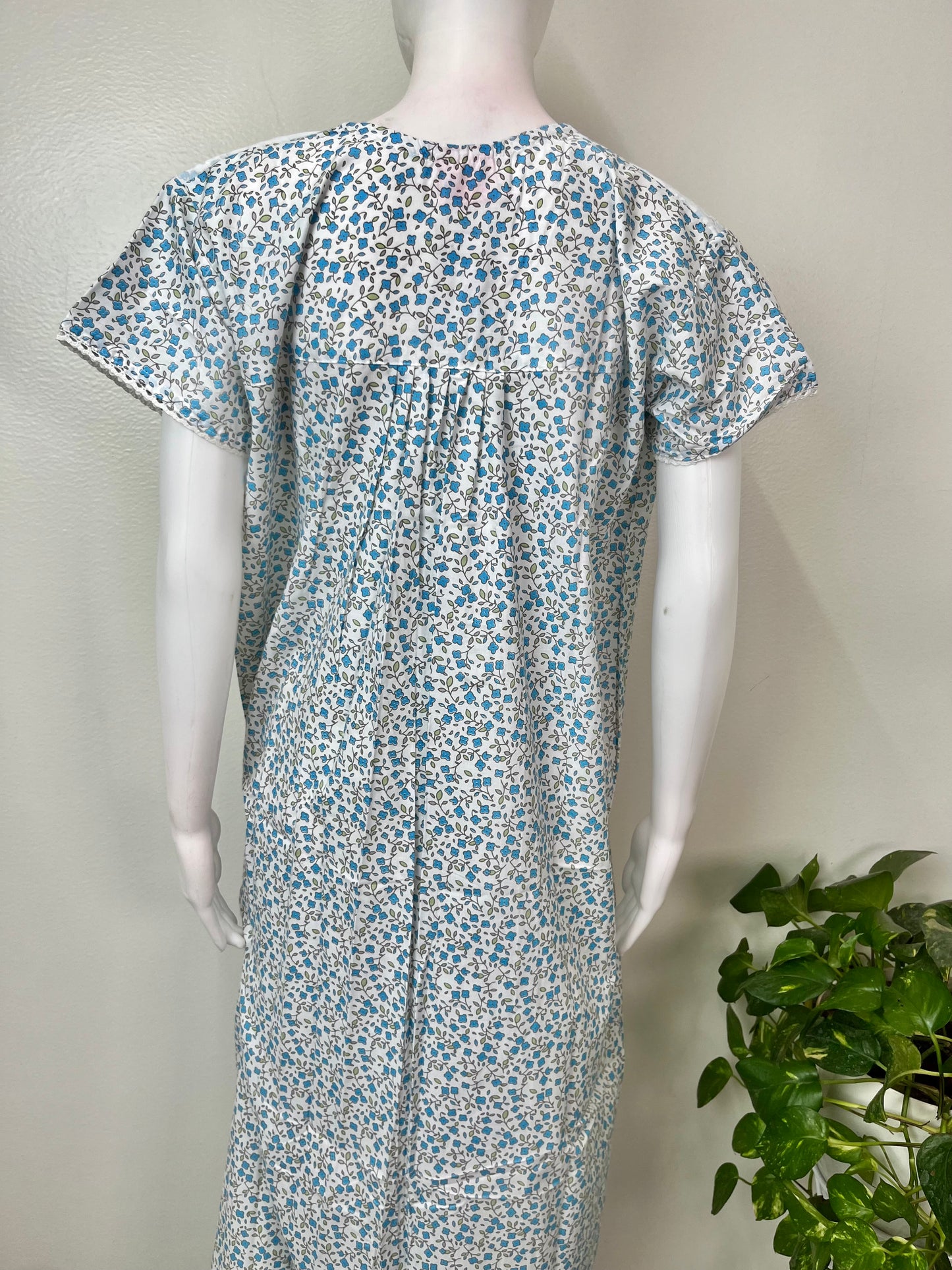 Sky Blue Polyester Cotton Women's Nighty