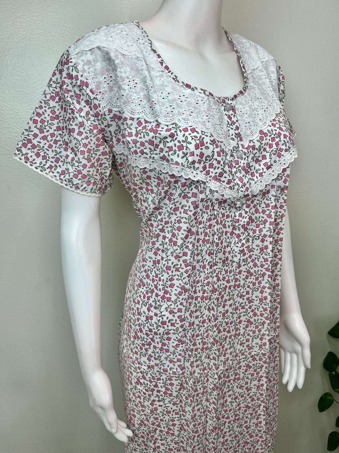 Pink Polyester Cotton Elegant Nighty