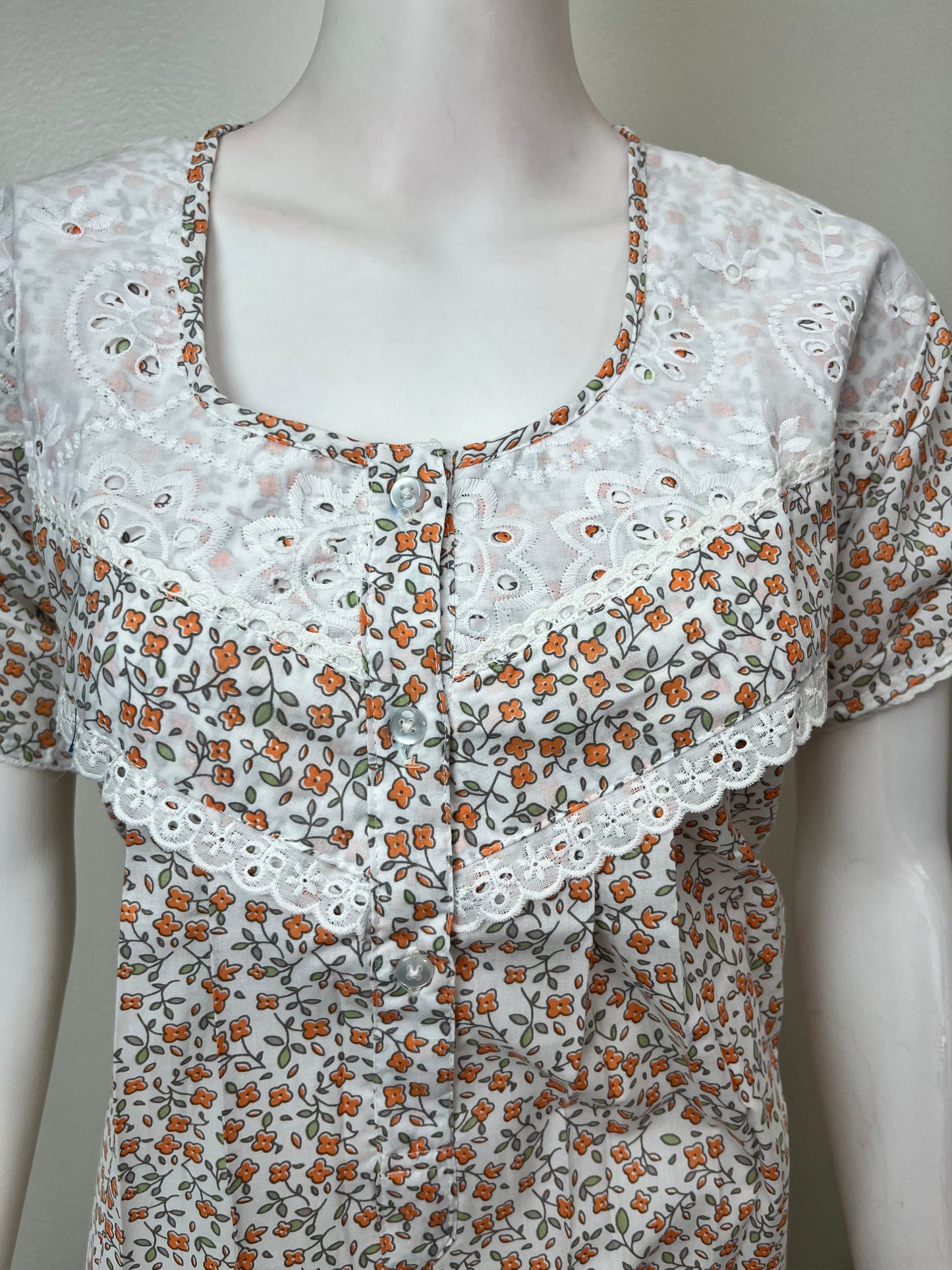 Orange Polyester Cotton Soft & Comfortable Nightgown