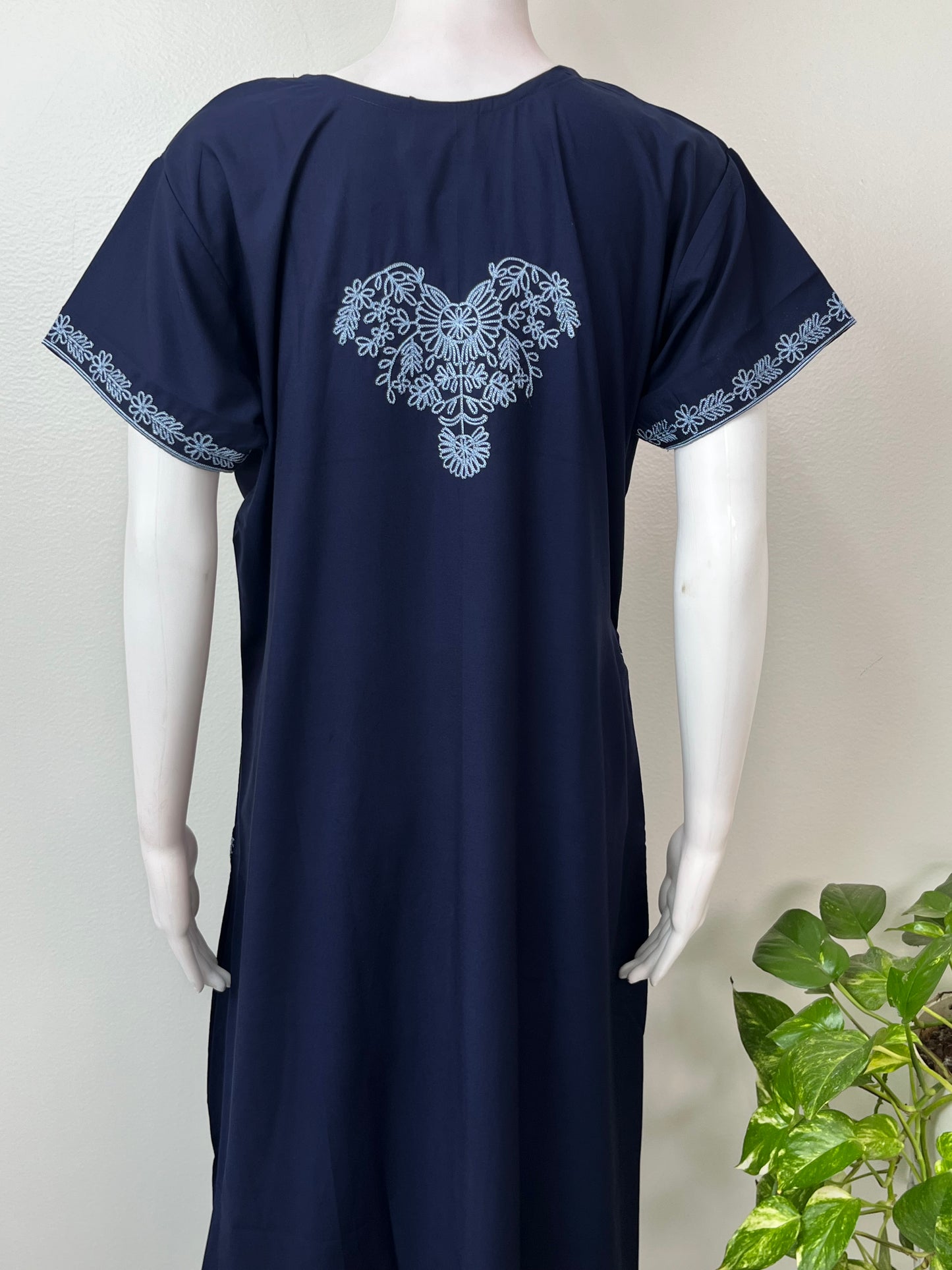 Navy Blue Delicate Embroidery Bizzylizzy Nighty