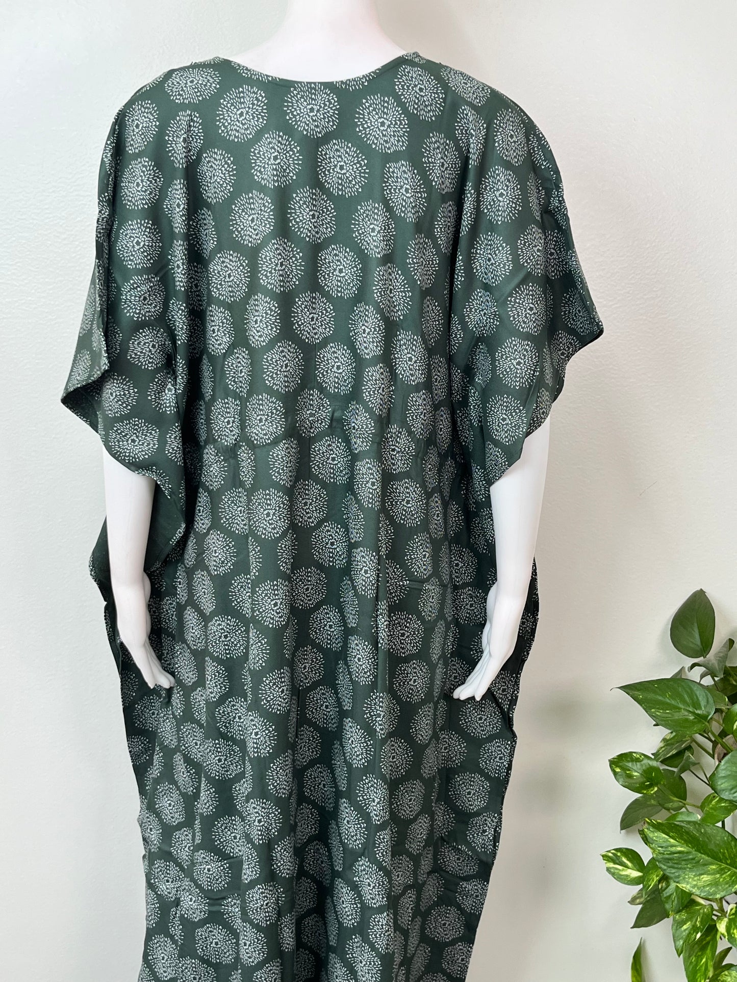 Green Rayon Fabric Kaftan Elegant & Classy