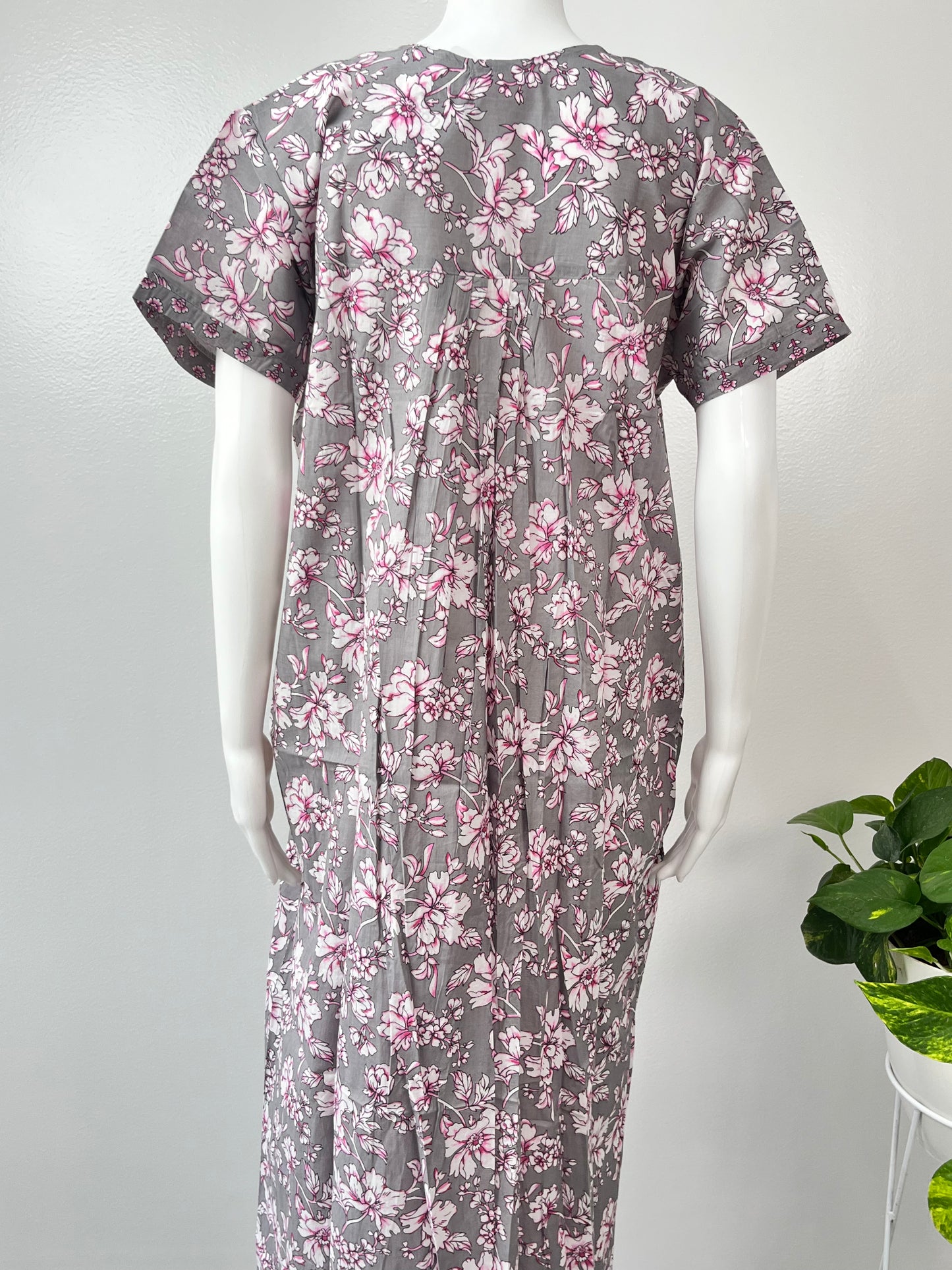 Grey Cambric Cotton Nightgown Comfortable & Elegant