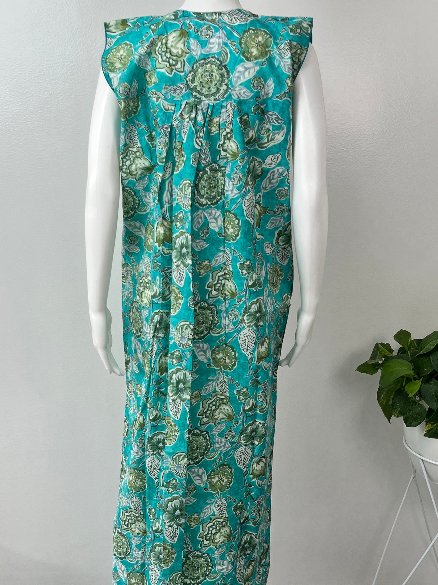 Teal 100% Cotton Sleeveless Nighty Comfortable & Elegant