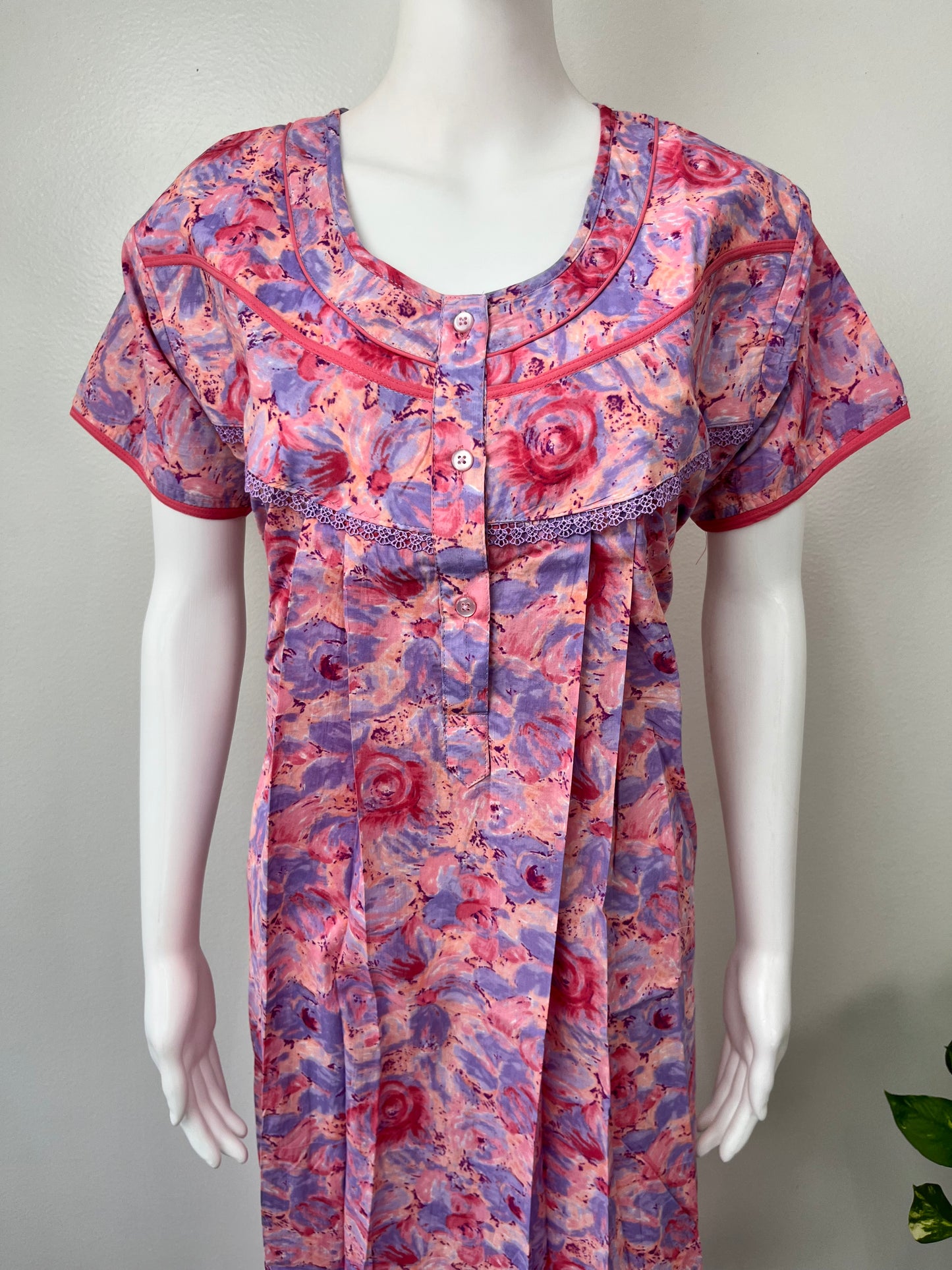 Pink & Blue Pure Cotton Nightgown for Women