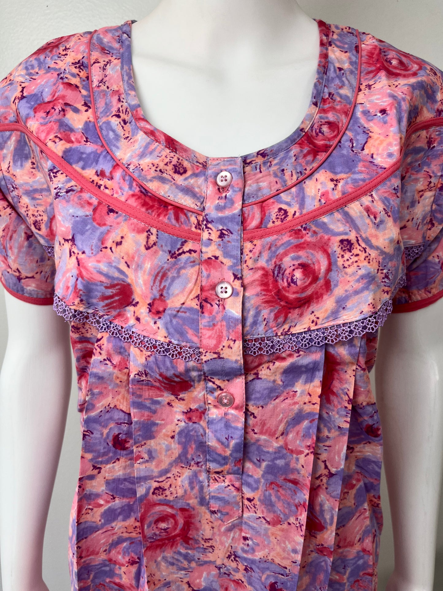 Pink & Blue Pure Cotton Nightgown for Women