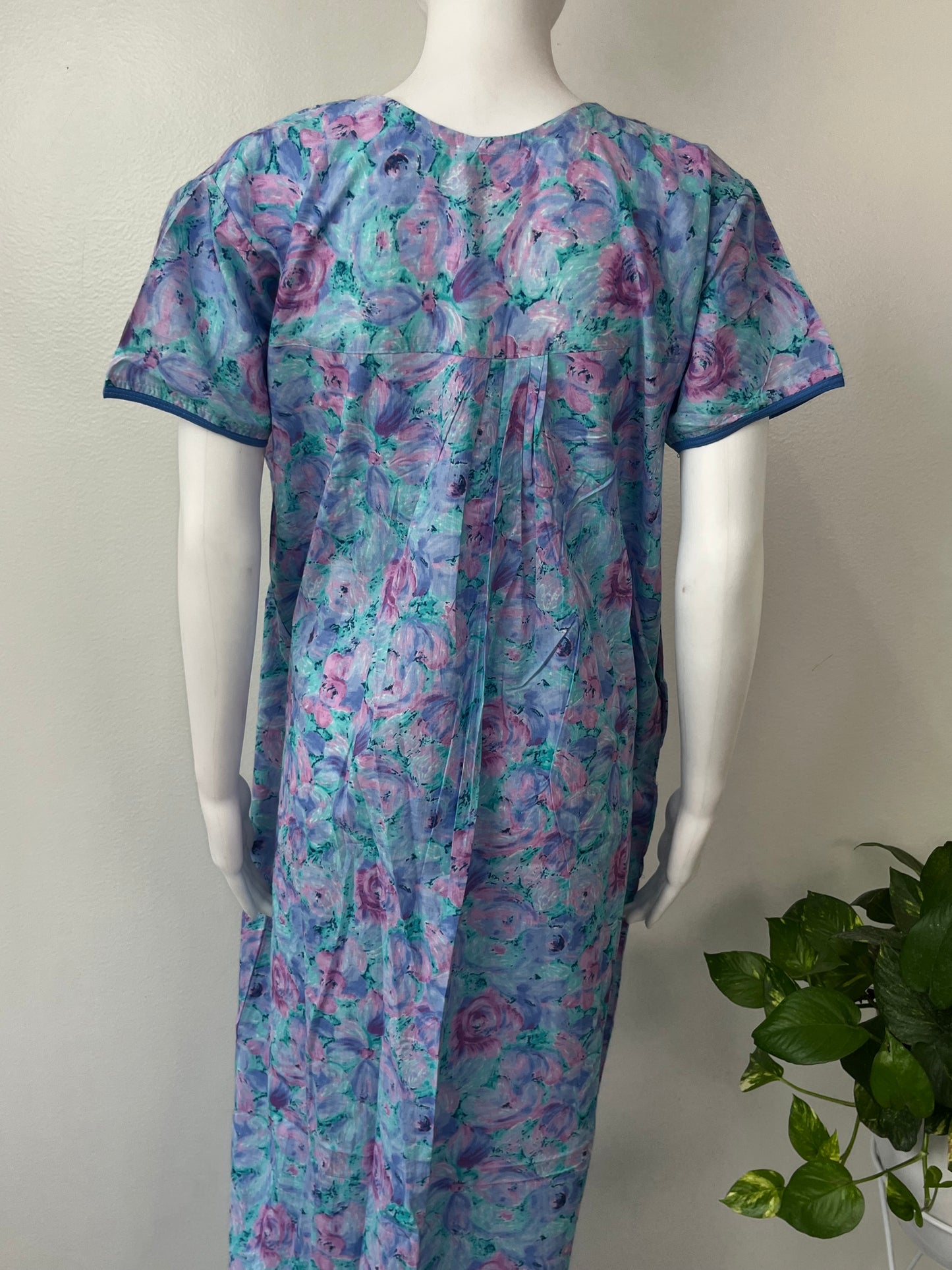 Sky Blue Pleated Cotton Nighty